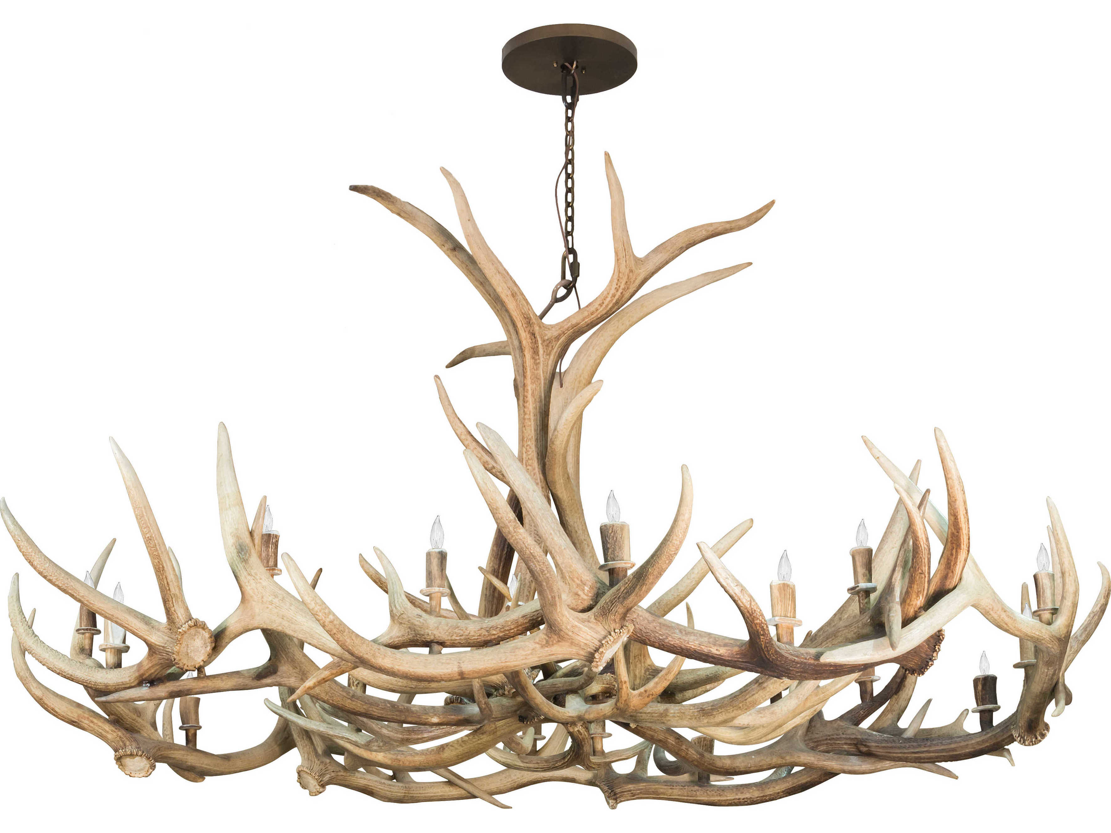 Meyda Antlers 18-Light8-Light Antique Copper Off White Candelabra Chandelier