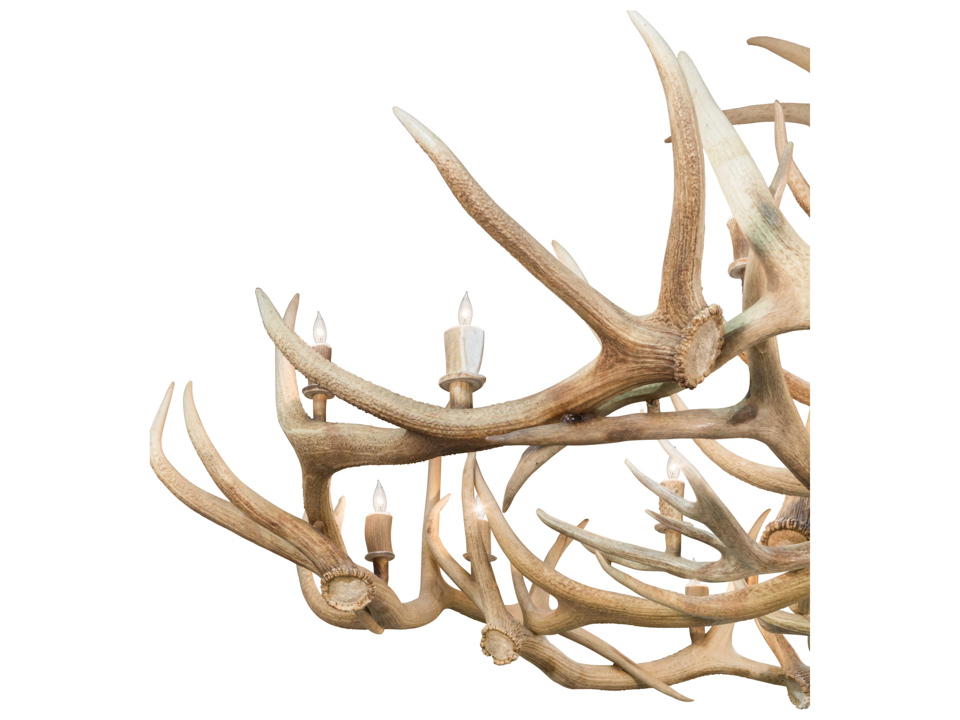 Meyda Antlers 18-Light8-Light Antique Copper Off White Candelabra Chandelier