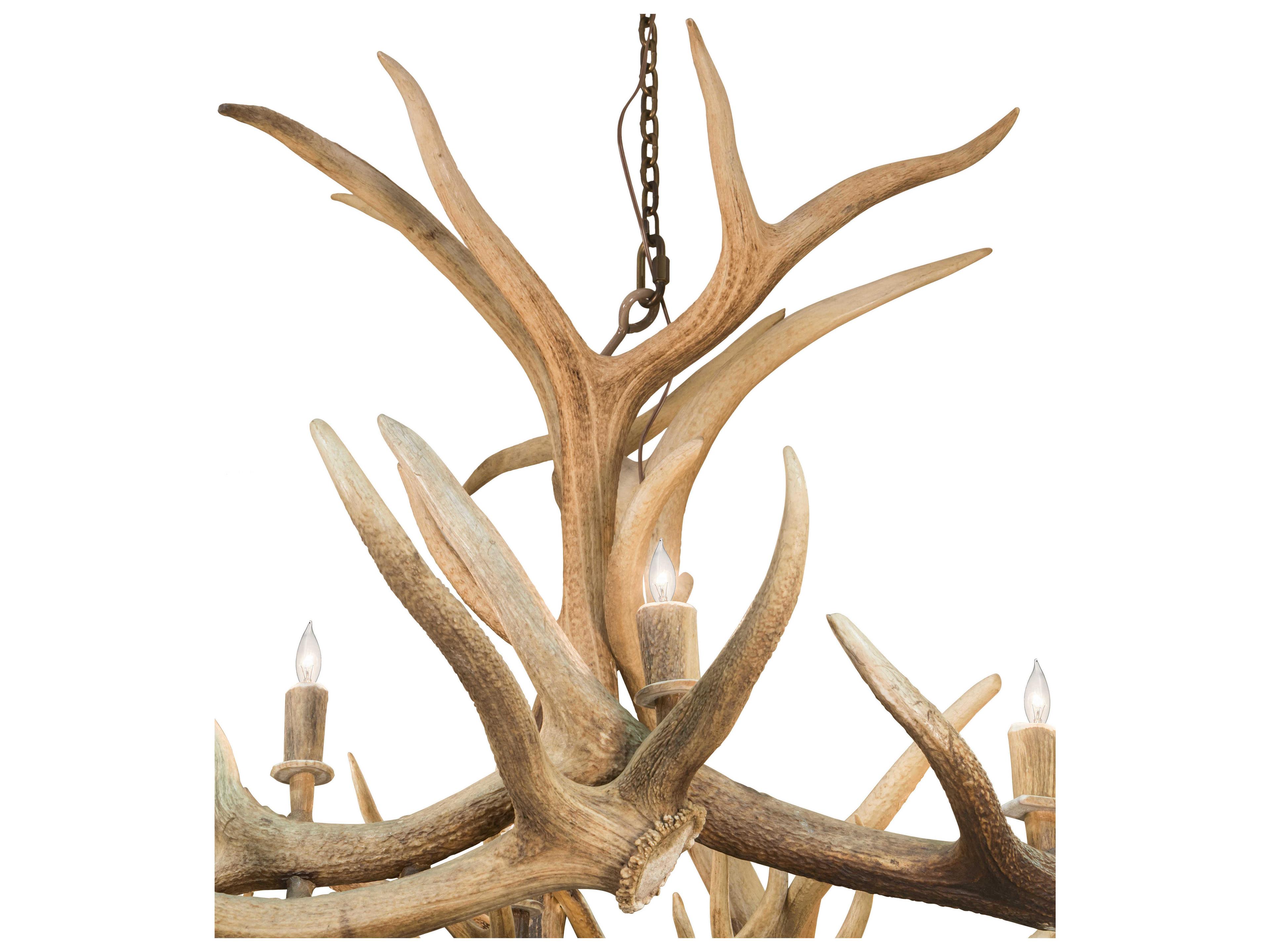 Meyda Antlers 18-Light8-Light Antique Copper Off White Candelabra Chandelier