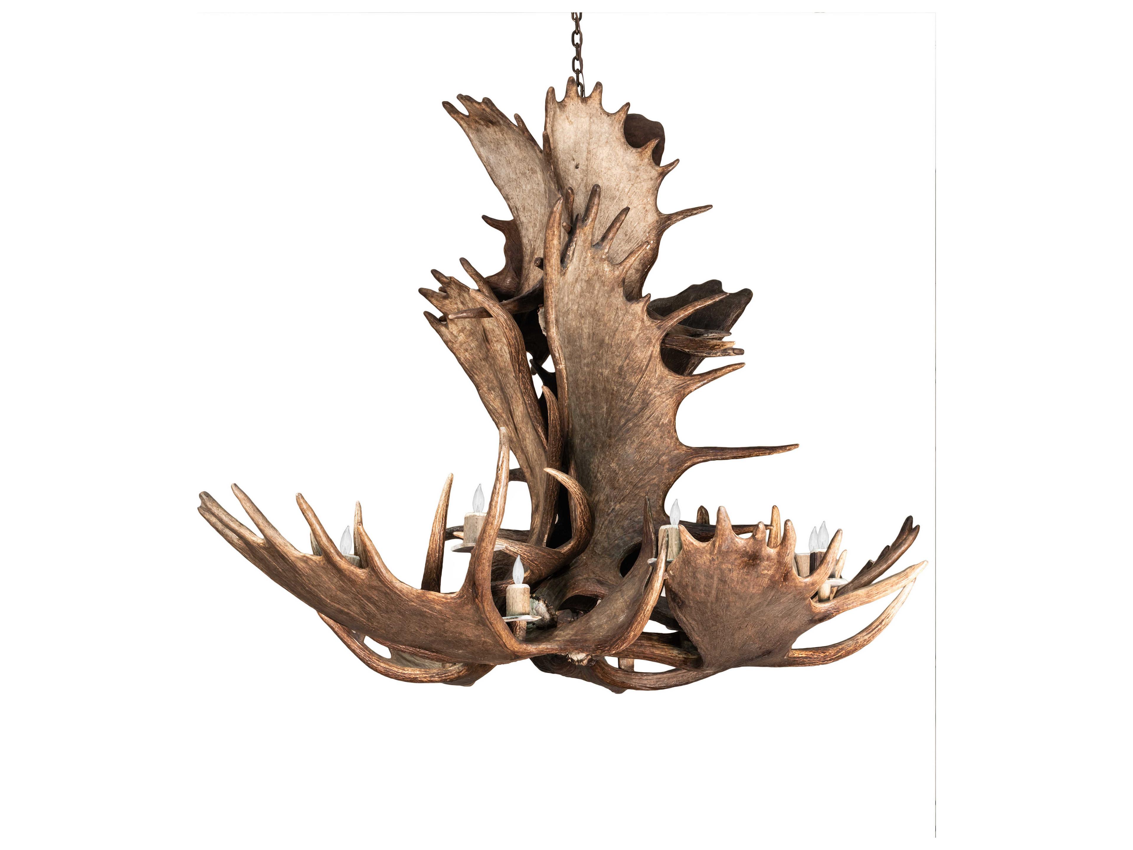 Meyda Antlers 12-Light Antique Copper Off White Candelabra Chandelier