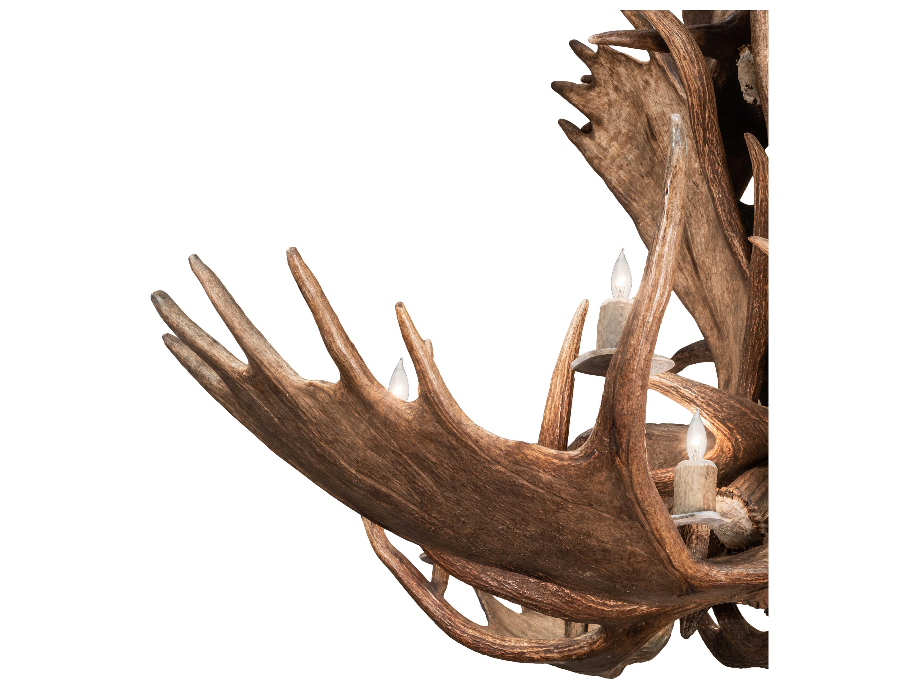 Meyda Antlers 12-Light Antique Copper Off White Candelabra Chandelier