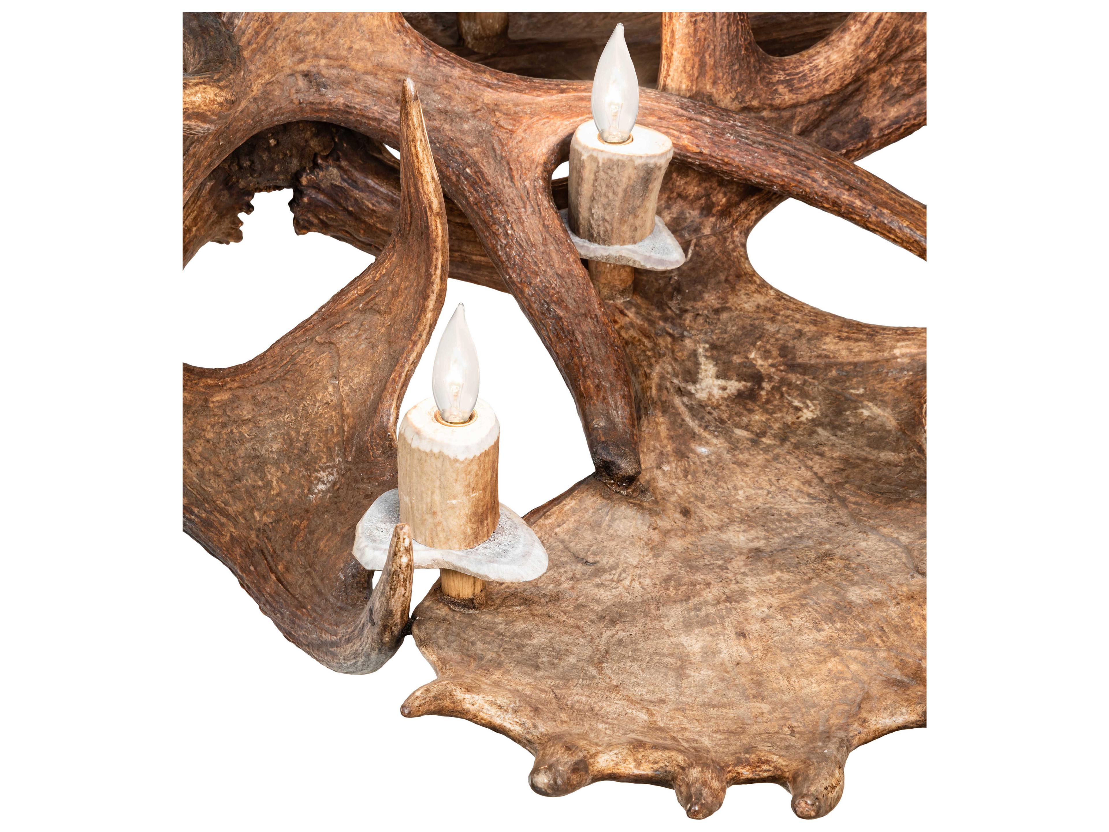 Meyda Antlers 12-Light Antique Copper Off White Candelabra Chandelier