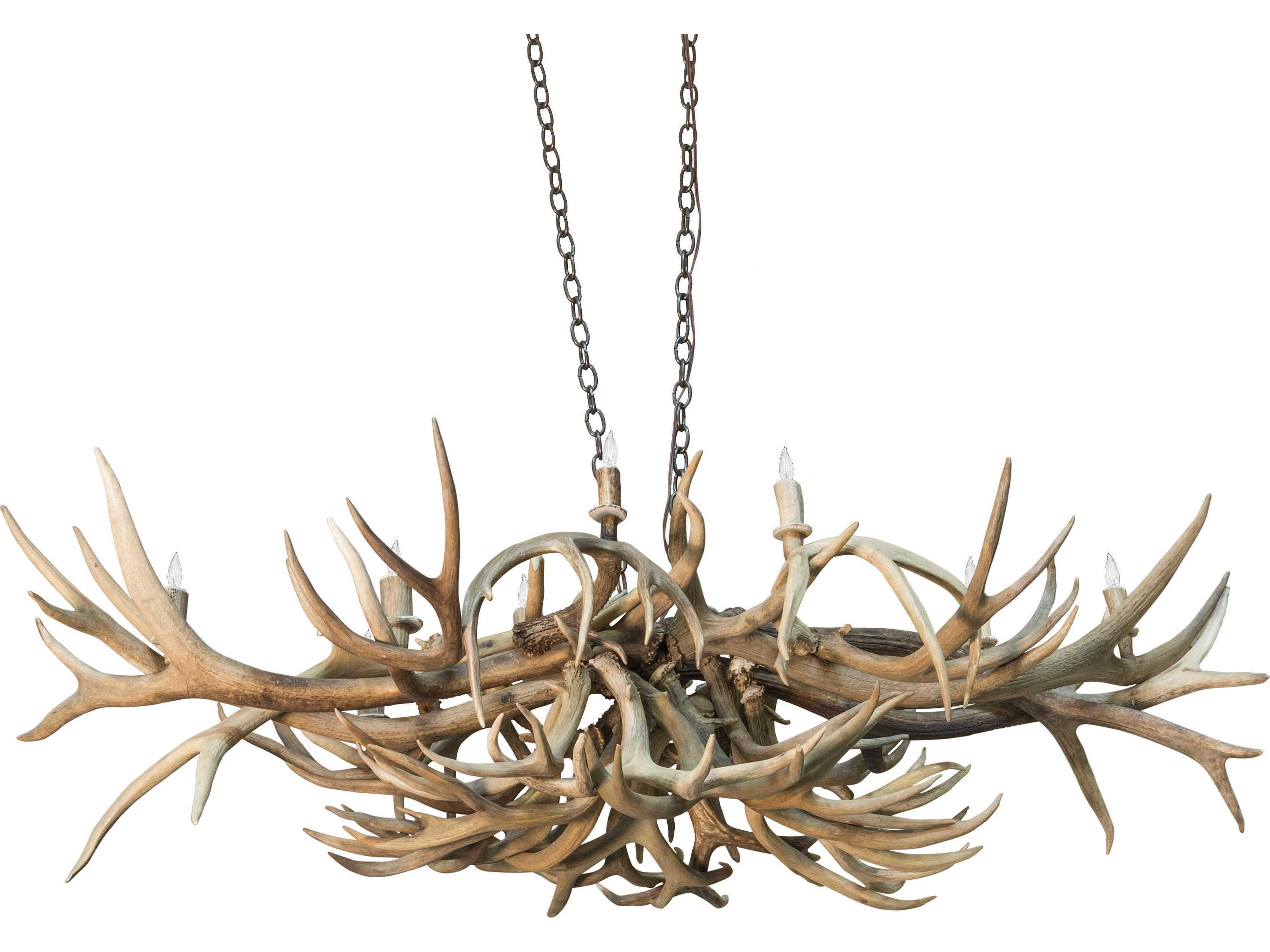Meyda Antlers 10-Light Antique Copper Off White Island Pendant