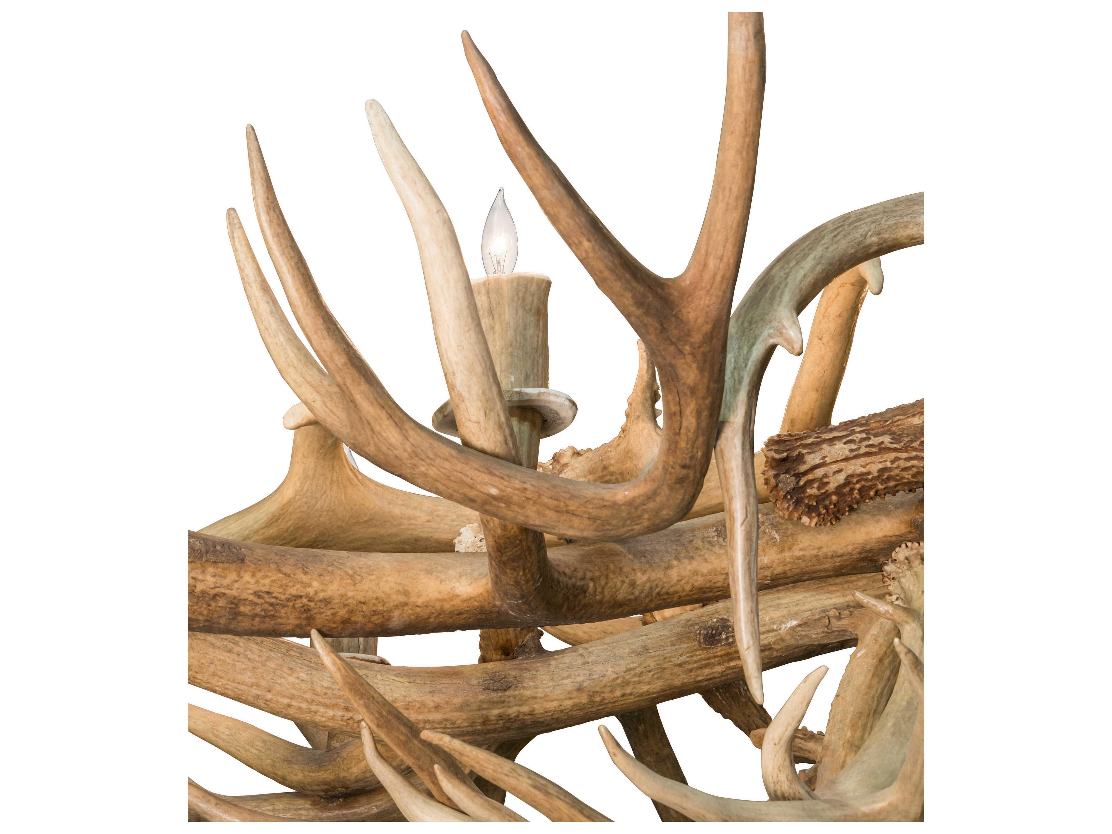 Meyda Antlers 10-Light Antique Copper Off White Island Pendant