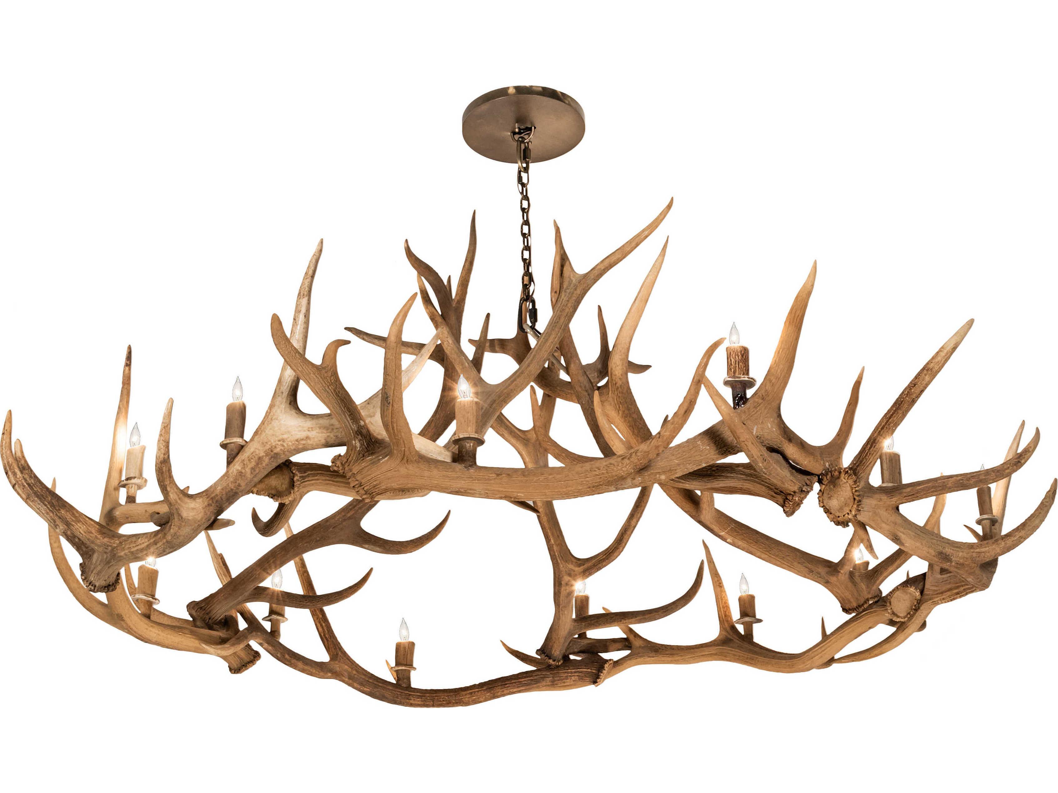 Meyda Antlers 12-Light Antique Copper Off White Candelabra Chandelier