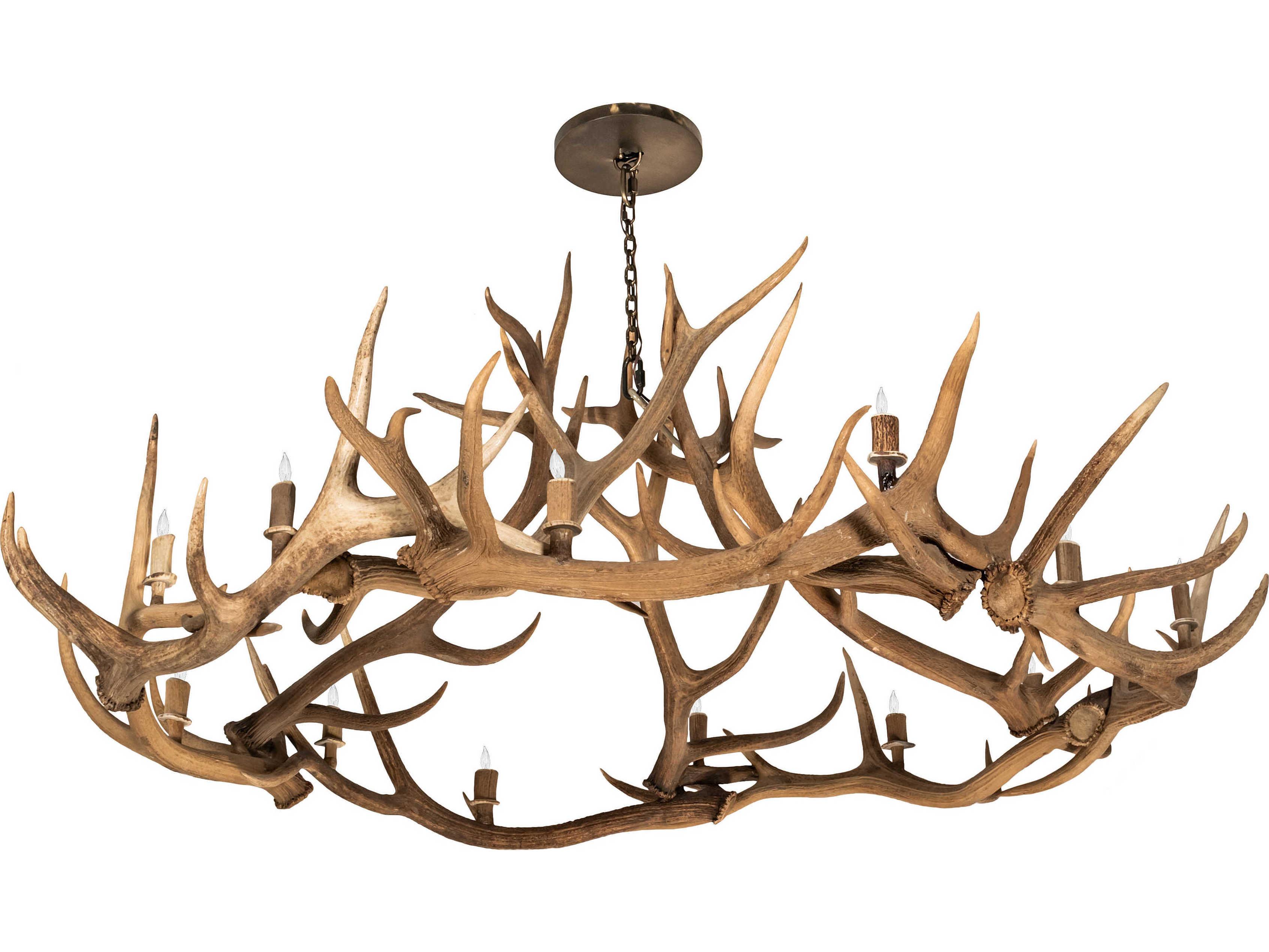 Meyda Antlers 12-Light Antique Copper Off White Candelabra Chandelier