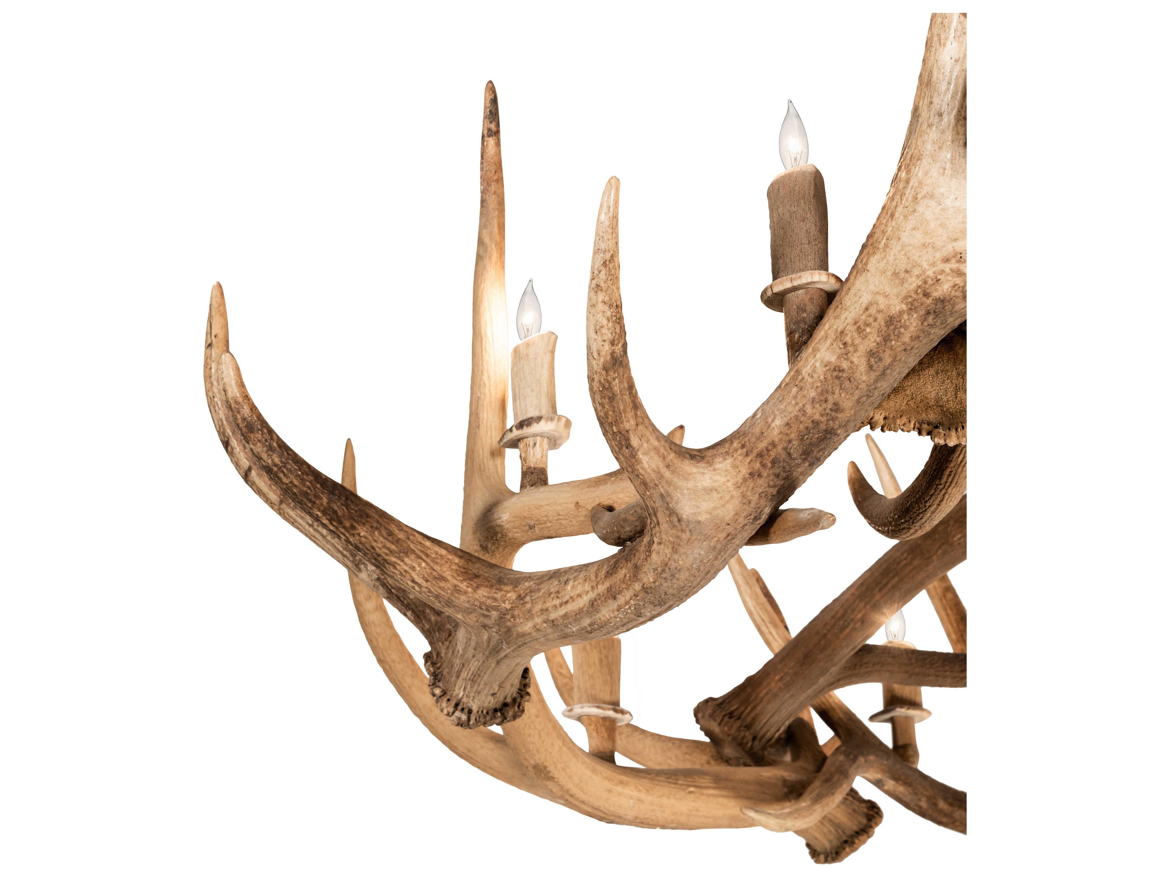 Meyda Antlers 12-Light Antique Copper Off White Candelabra Chandelier