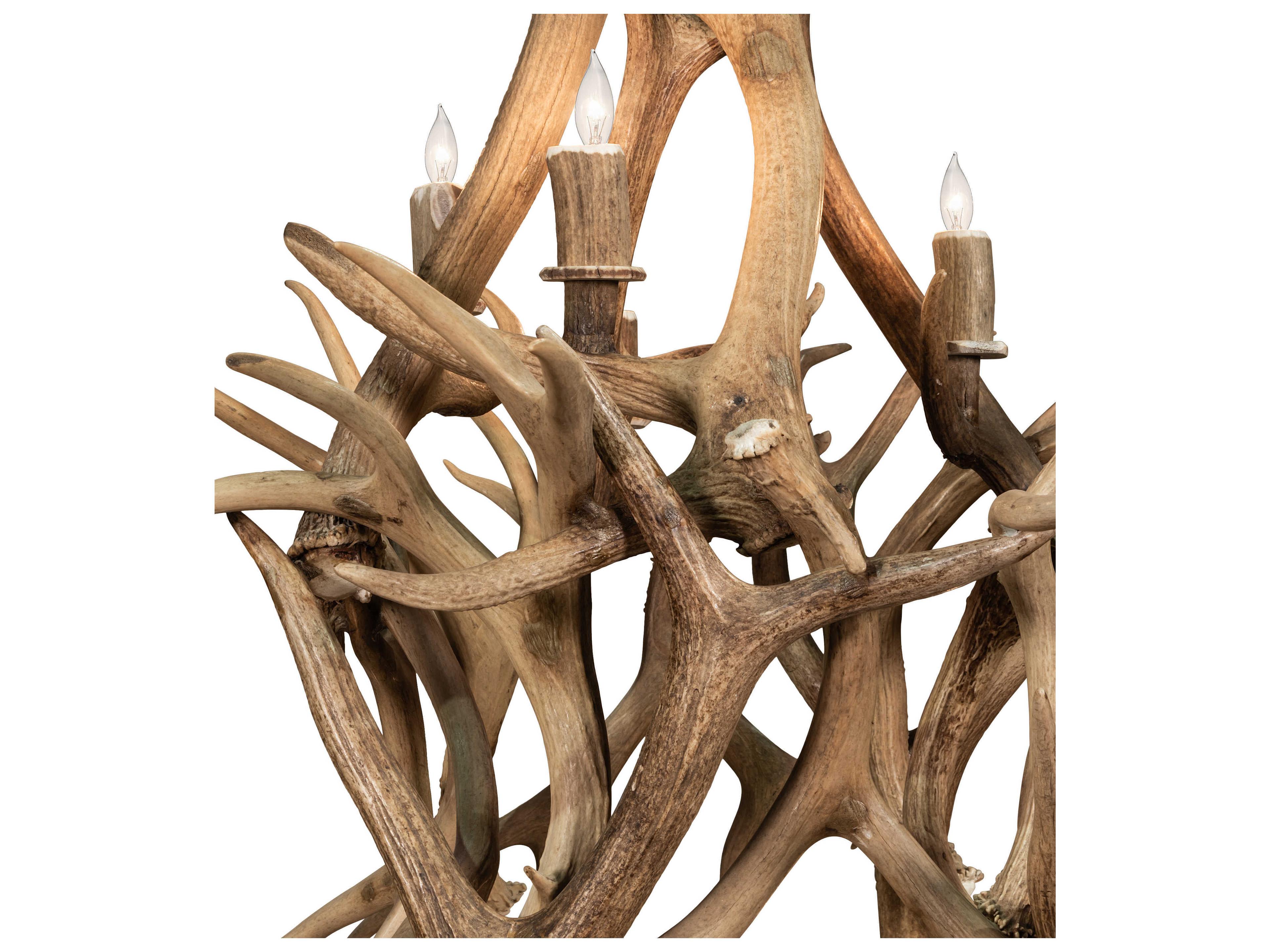 Meyda Antlers 16-Light6-Light Antique Copper Off White Candelabra Tiered Chandelier