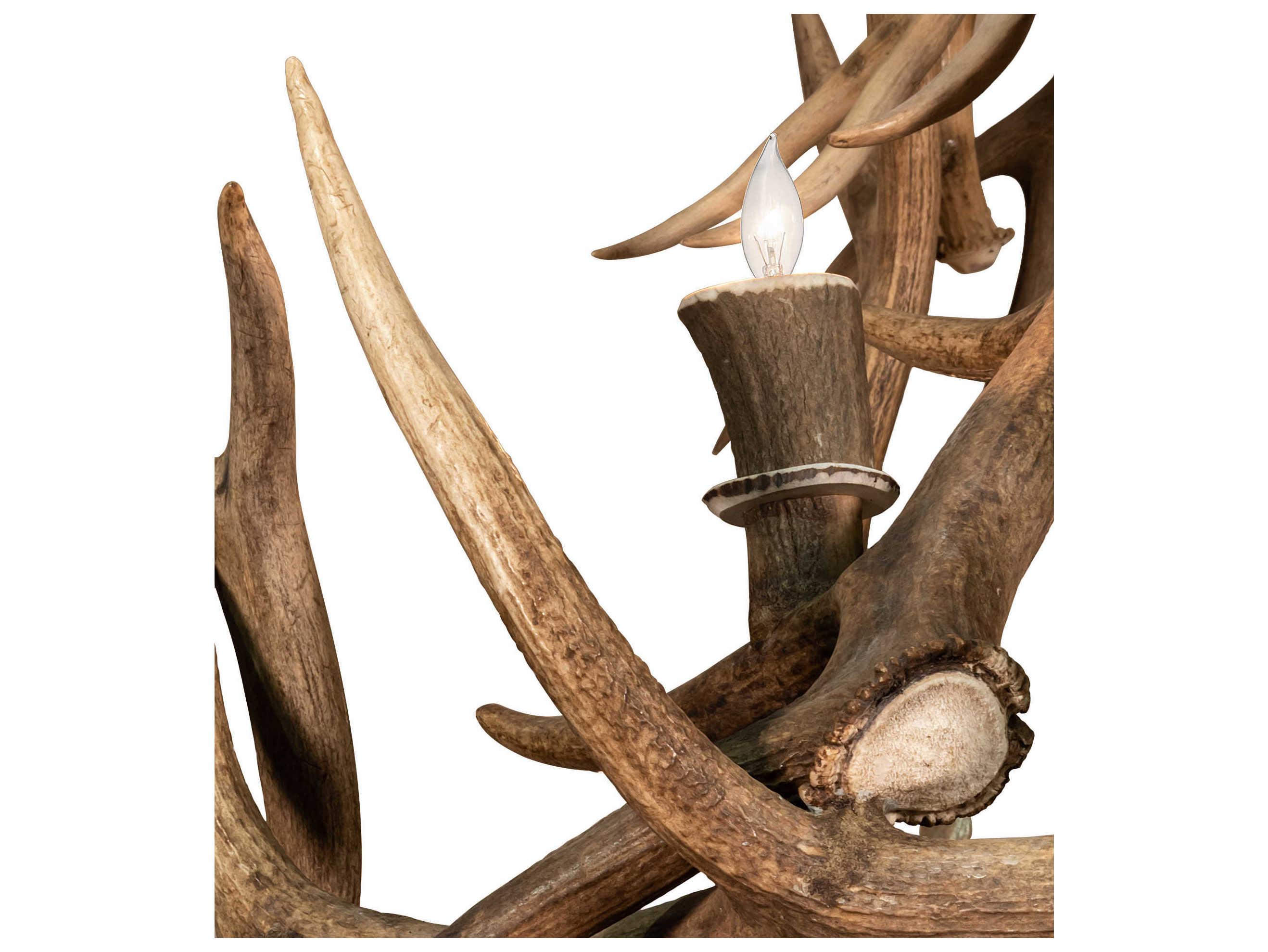 Meyda Antlers 16-Light6-Light Antique Copper Off White Candelabra Tiered Chandelier