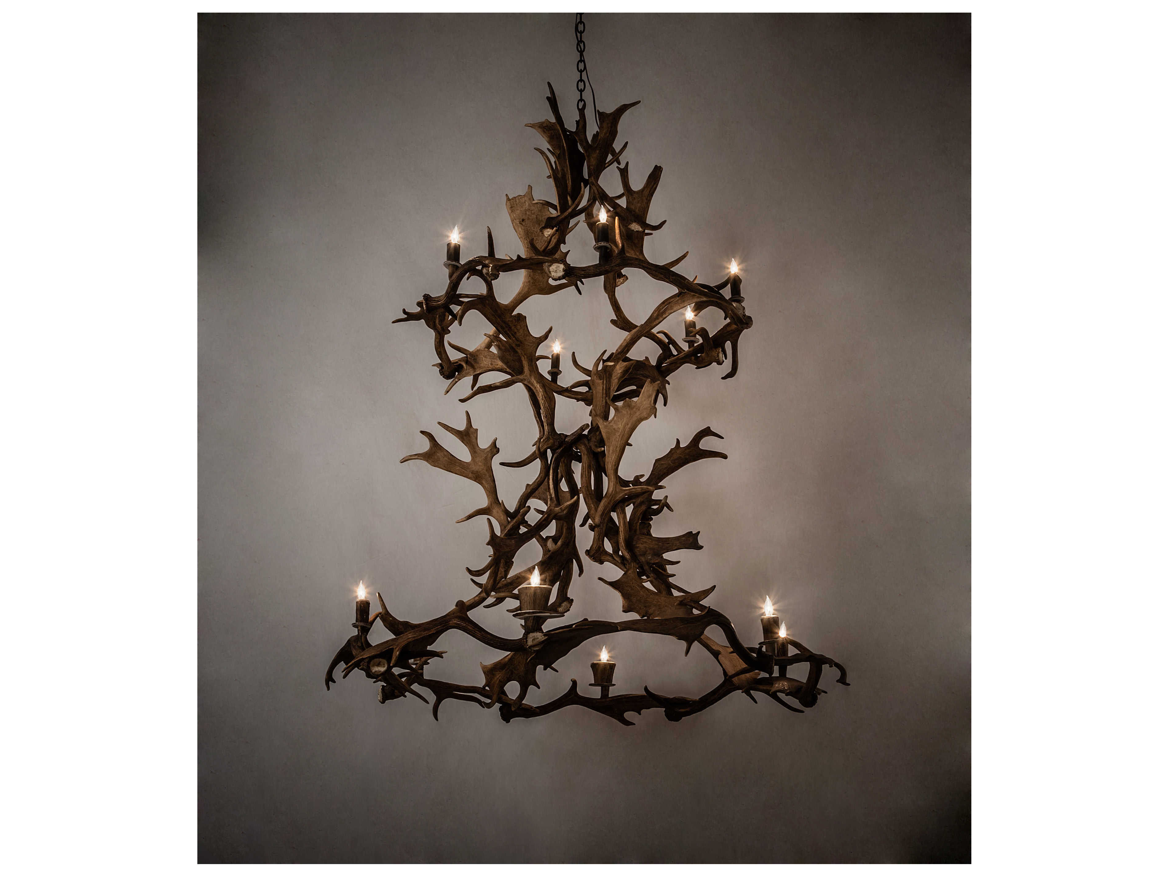 Meyda Antlers 12-Light Brown Candelabra Tiered Chandelier