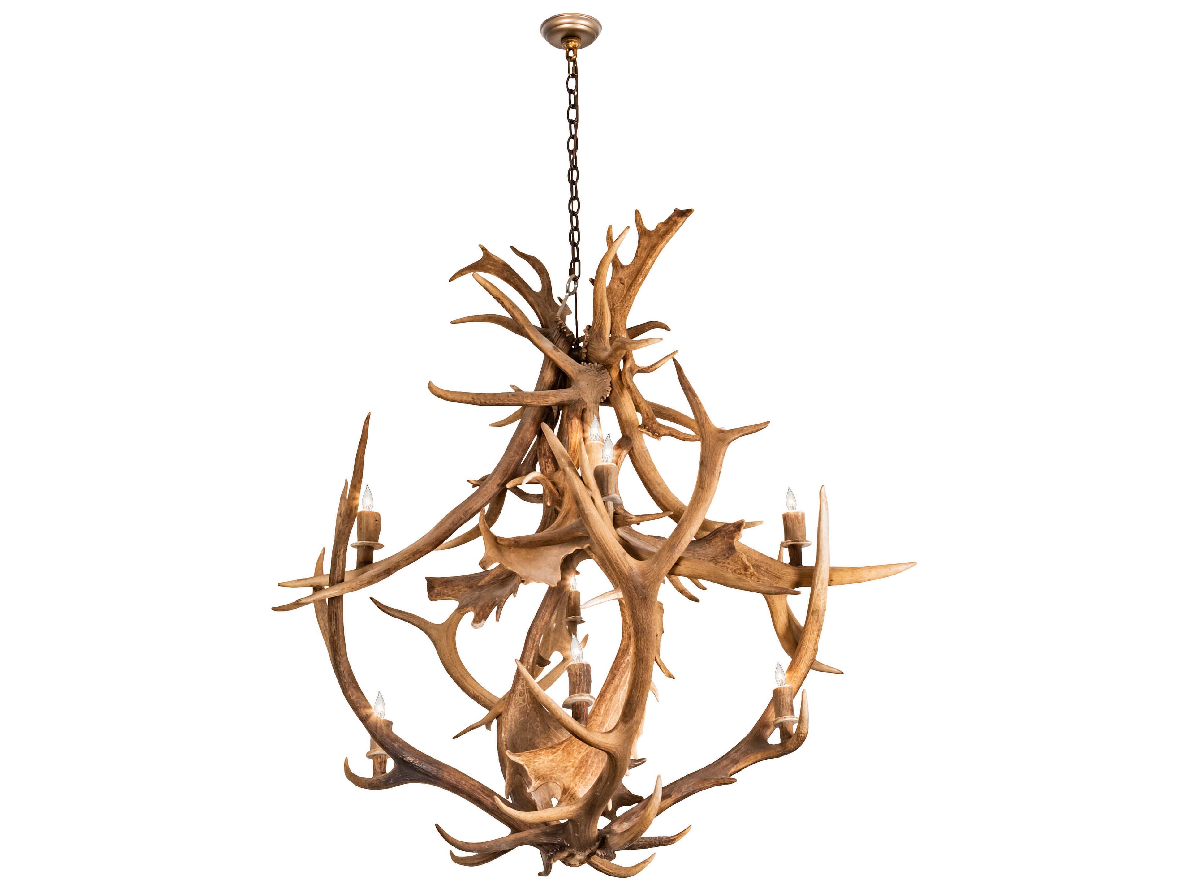 Meyda Antlers 10-Light Antique Copper Chandelier