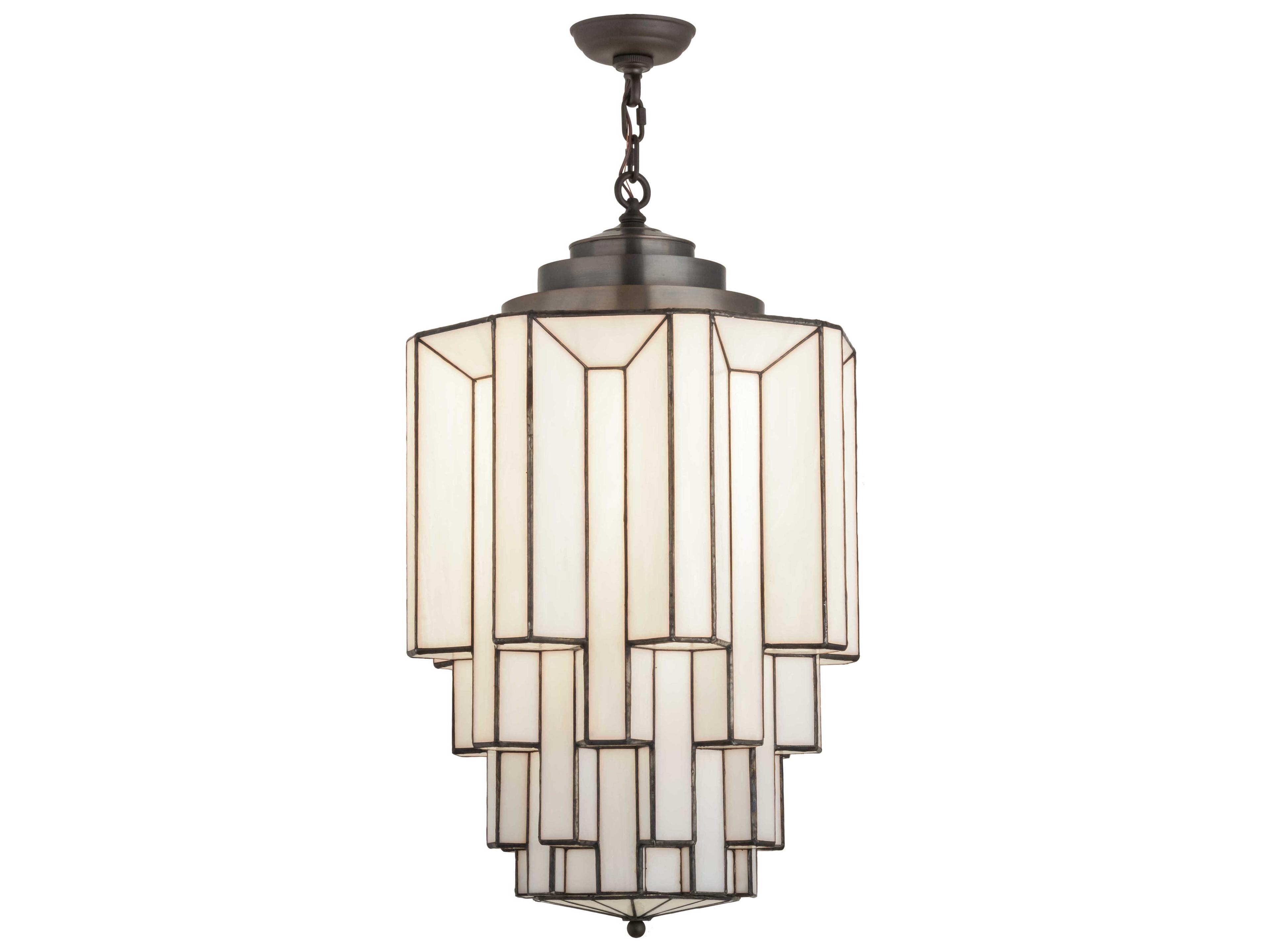Meyda Paramount 1-Light Craftsman Brown White Glass Cylinder Pendant