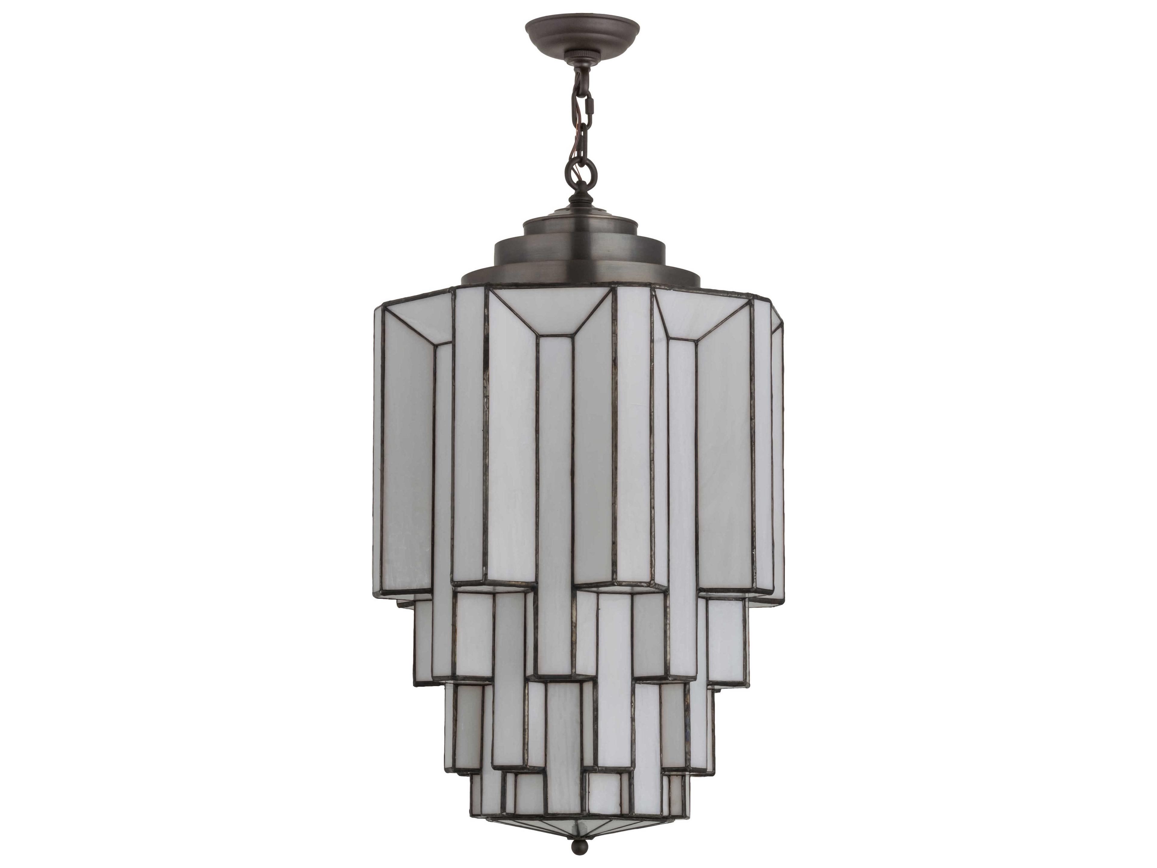 Meyda Paramount 1-Light Craftsman Brown White Glass Cylinder Pendant