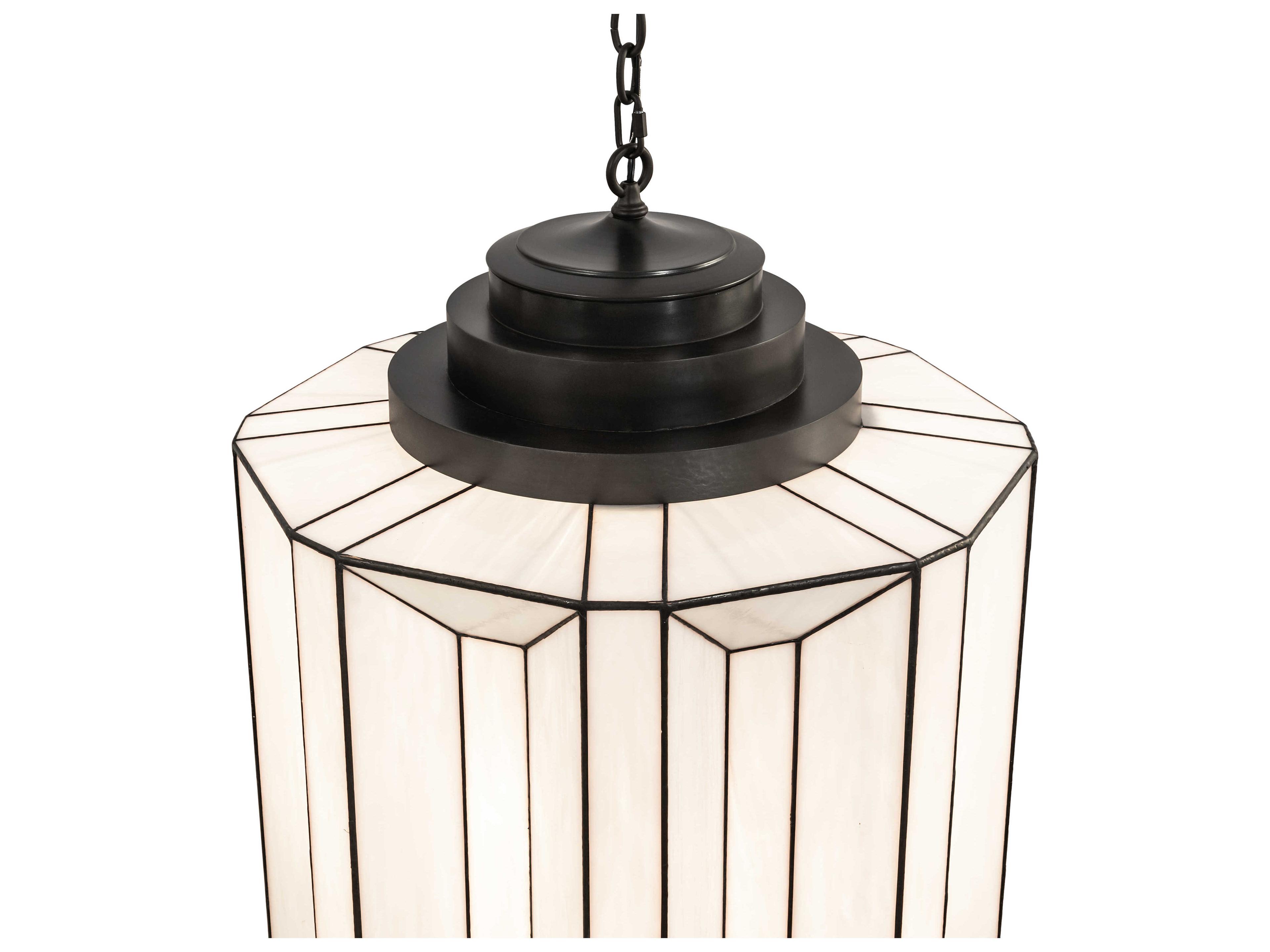 Meyda Paramount 1-Light Craftsman Brown White Glass Cylinder Pendant