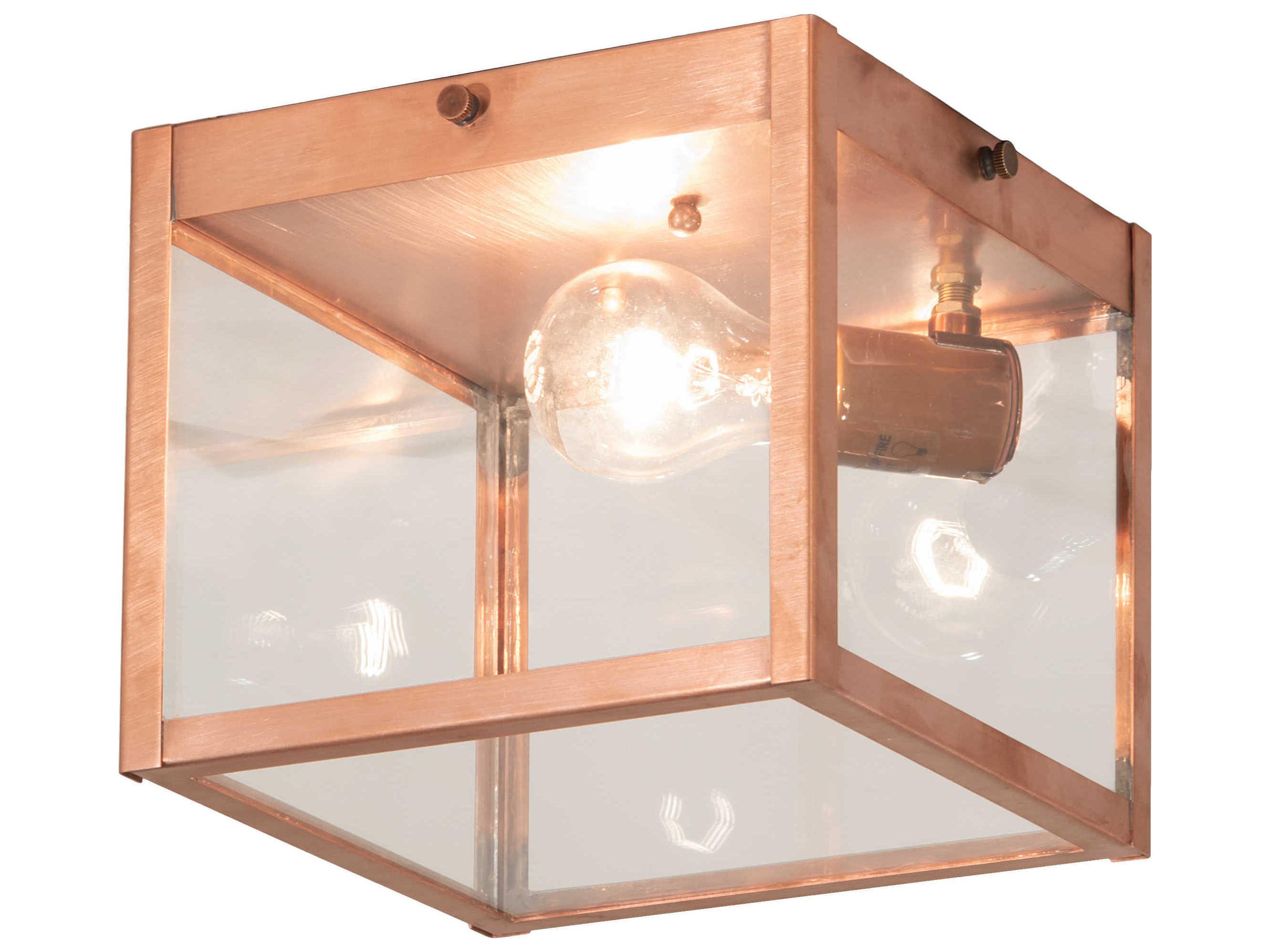 Meyda Mission 1-Light Copper Glass Geometric Flush Mount