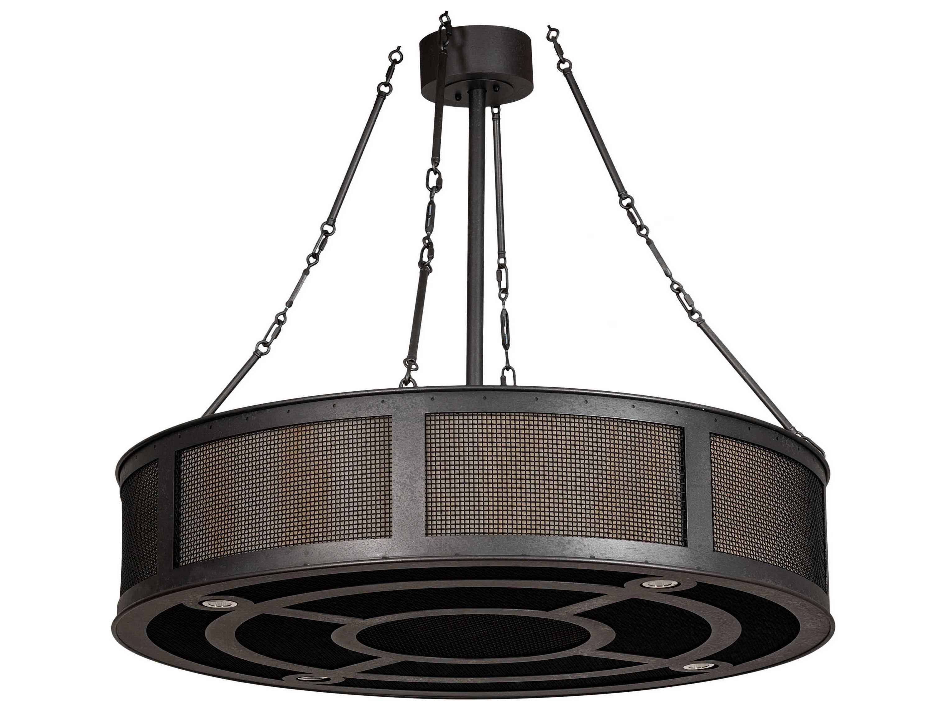 Meyda Telluride Magic 8 8-Light Black Beige White Grey Drum Pendant