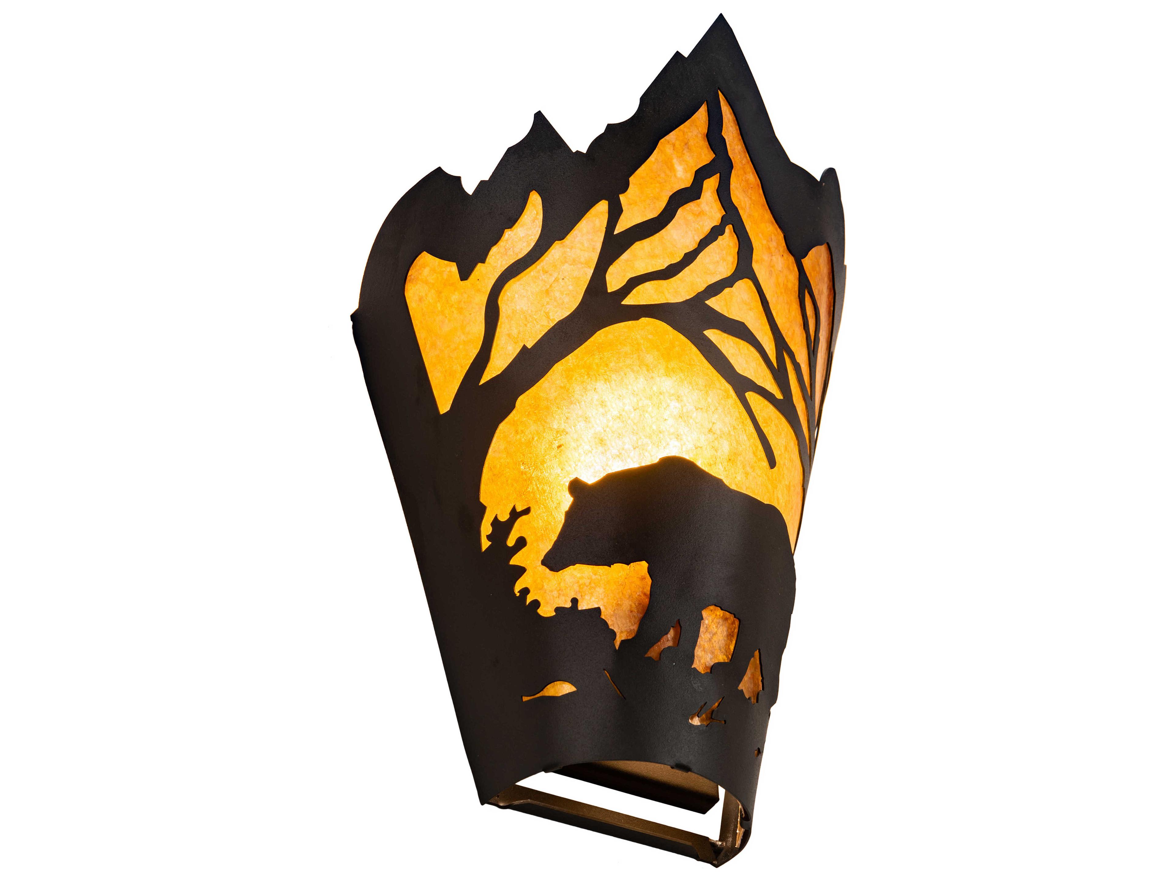 Meyda Bear At Dawn 1-Light Black Amber Mica Brown Tiffany Wall Sconce