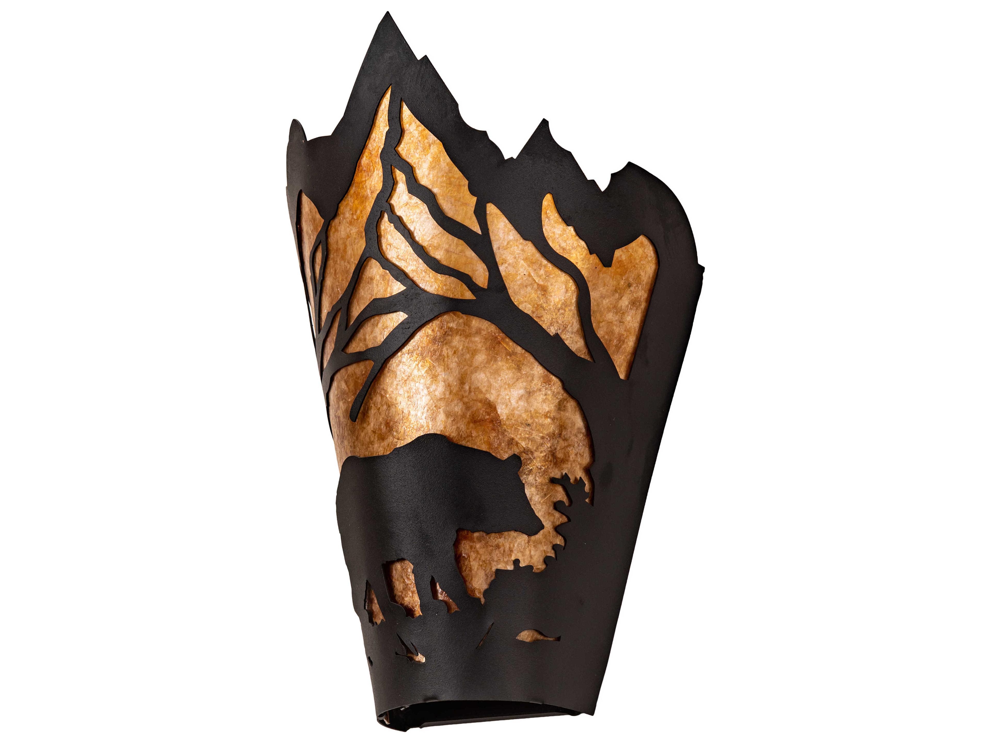 Meyda Bear At Dawn 1-Light Black Amber Mica Brown Tiffany Wall Sconce