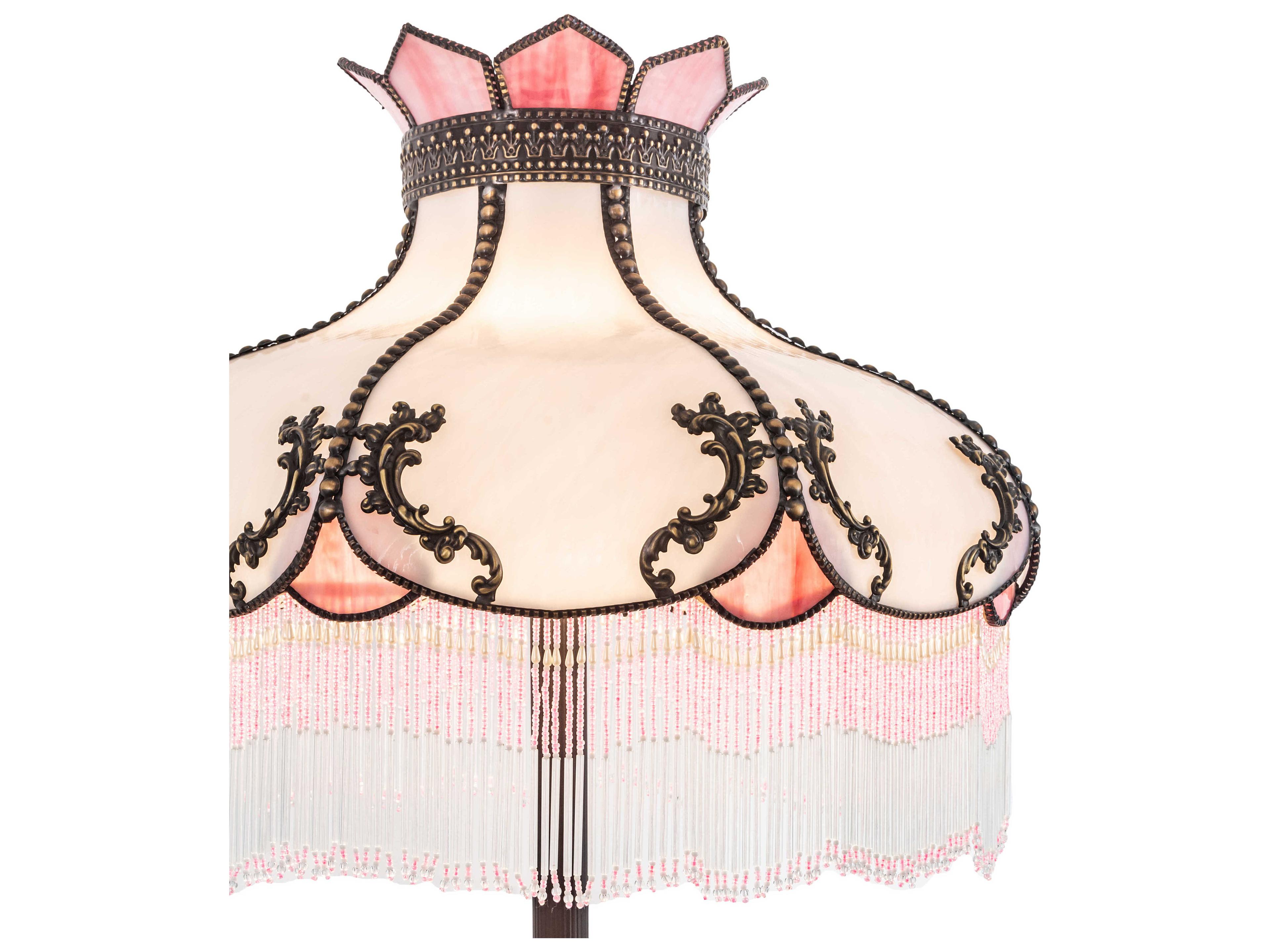 Meyda Elizabeth Glass Tiffany Mahogany Bronze Pink Floor Lamp