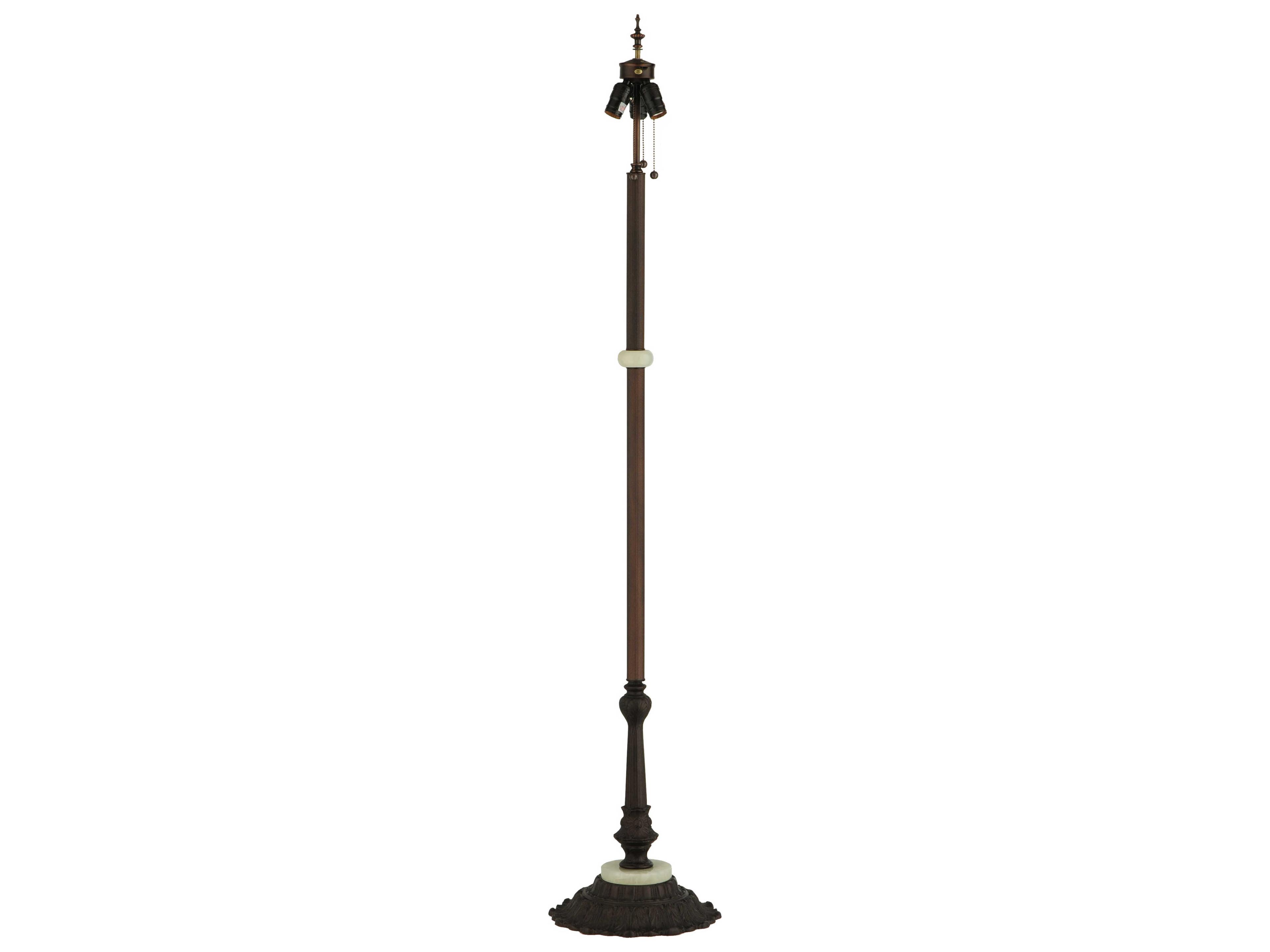 Meyda Elizabeth Glass Tiffany Mahogany Bronze Pink Floor Lamp