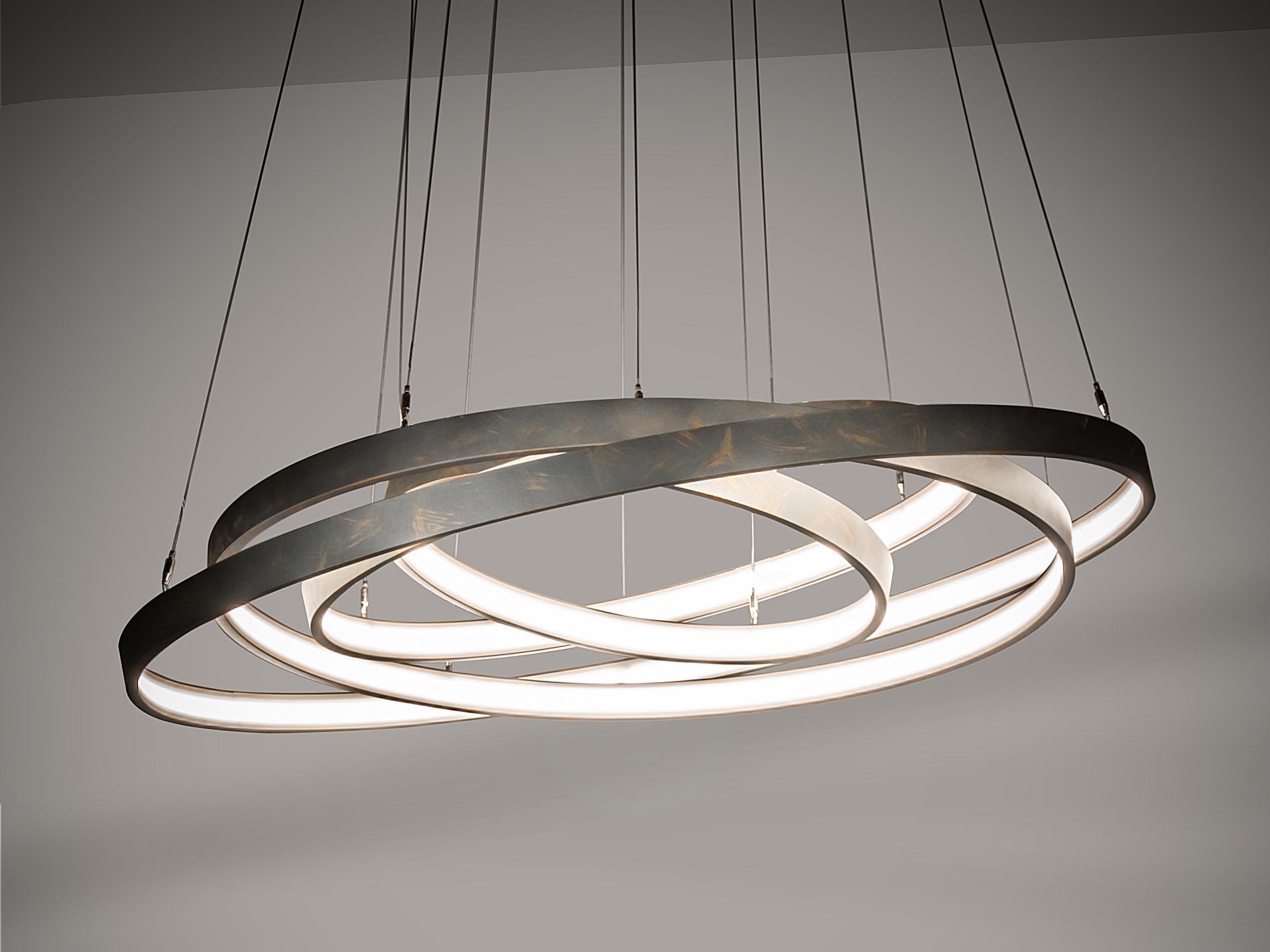 Meyda Anillo French Bronzed White LED Round Tiered Pendant