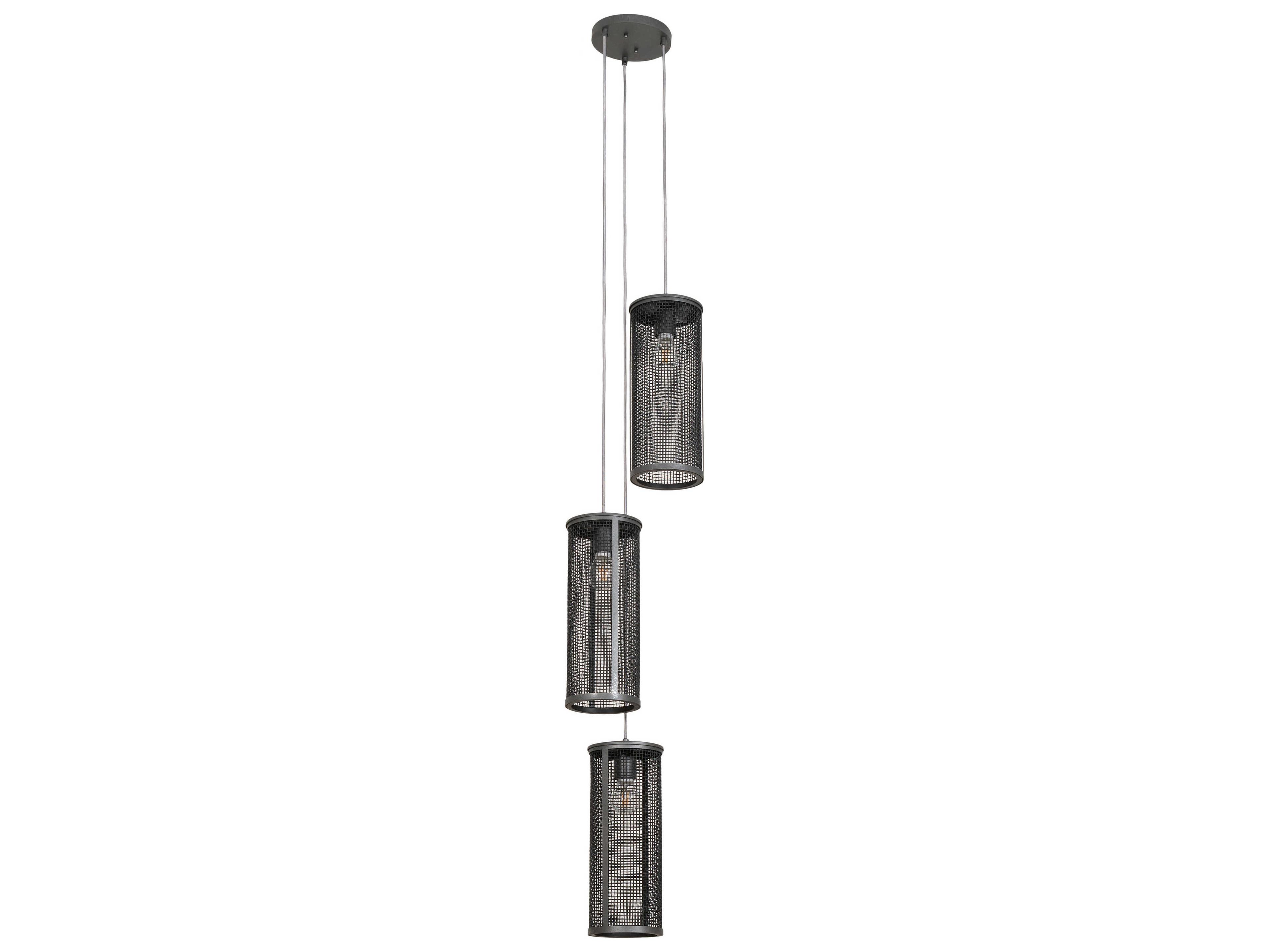 Meyda Cilindro 3-Light Black Grey LED Cylinder Mini Pendant