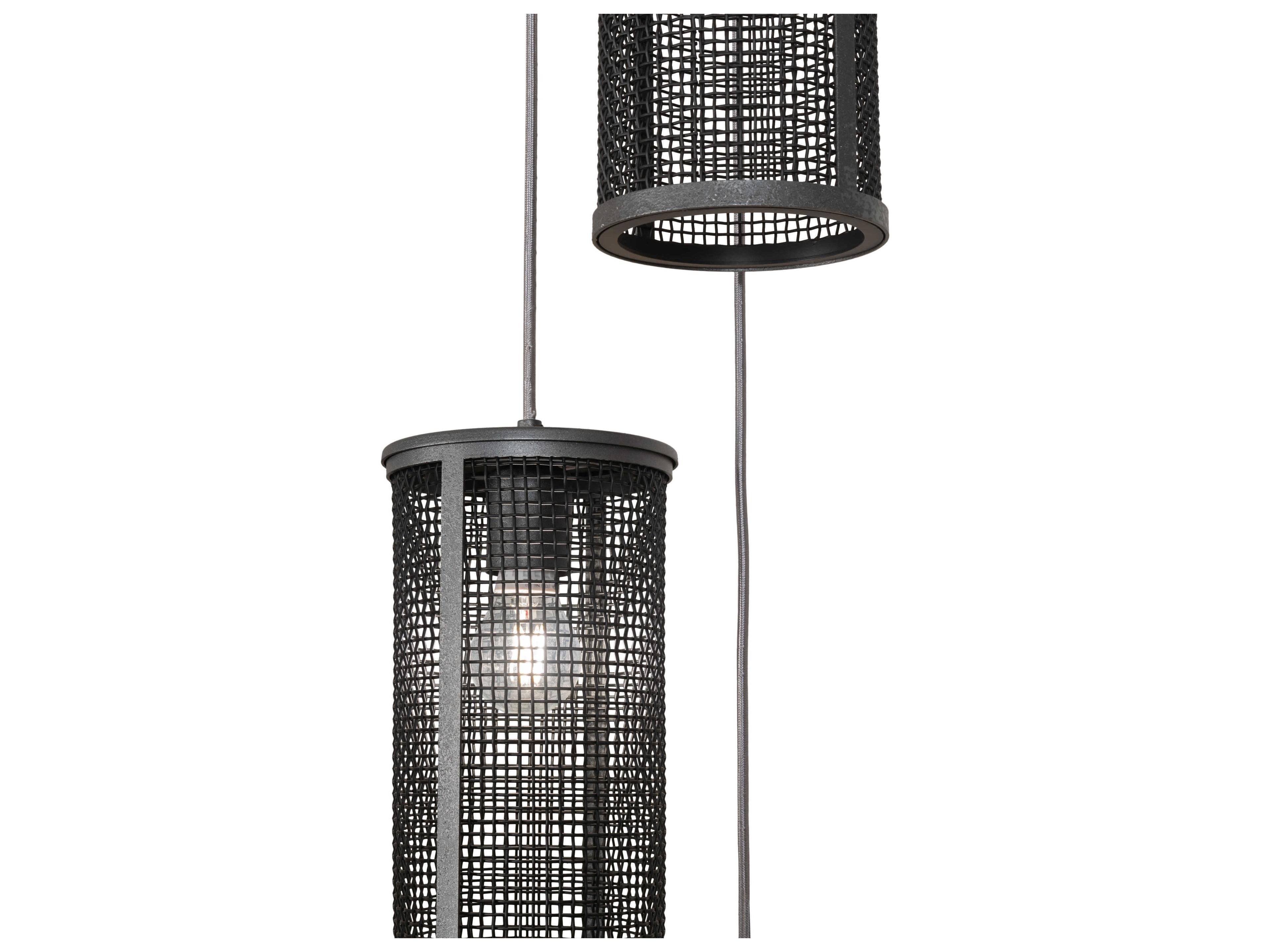 Meyda Cilindro 3-Light Black Grey LED Cylinder Mini Pendant