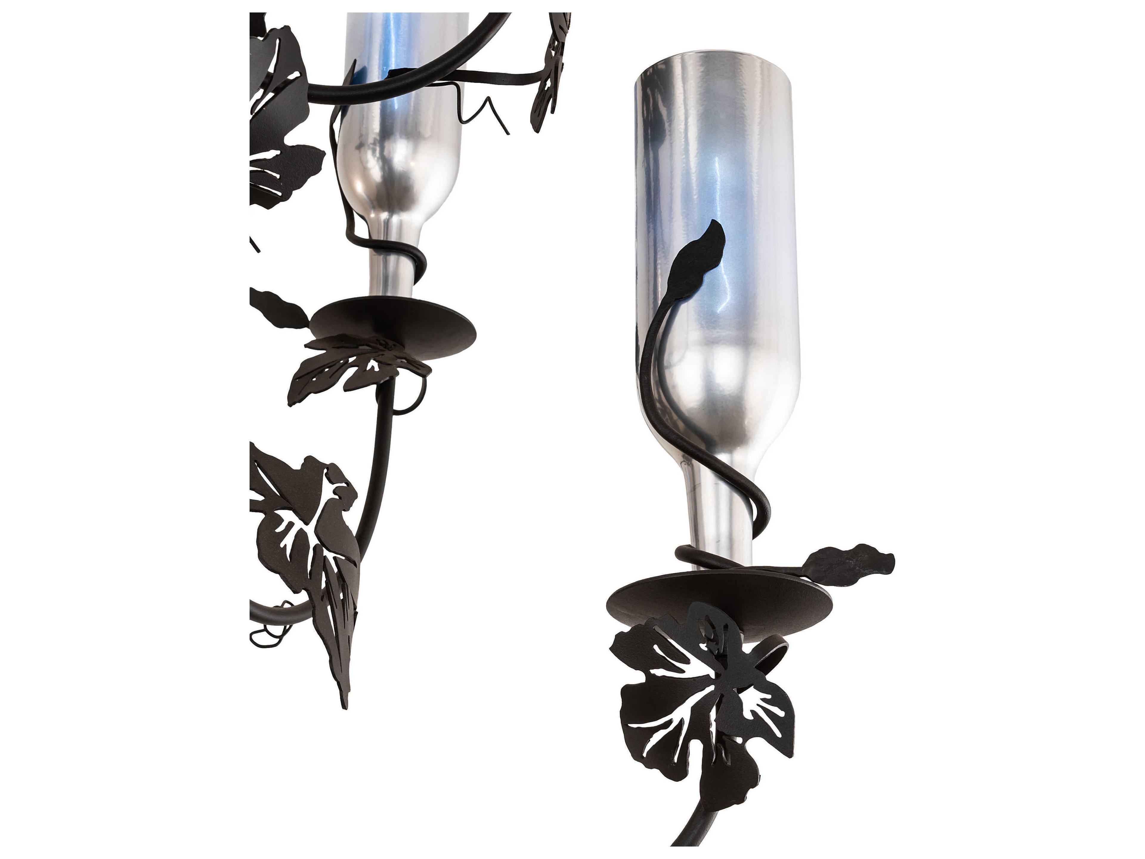 Meyda Tuscan Vineyard 9-Light Chrome Black Glass Cylinder Tiered Chandelier