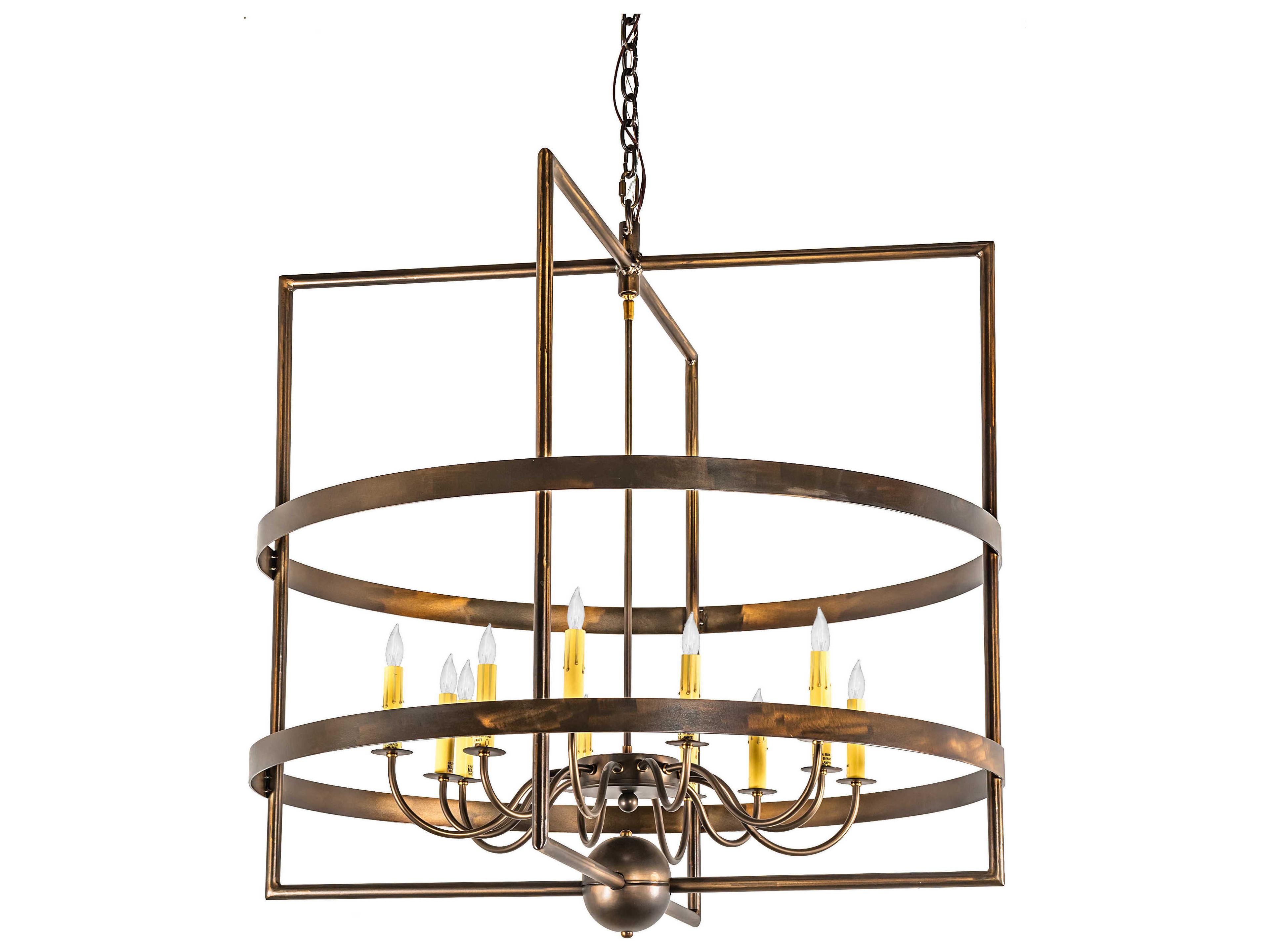 Meyda Aldari 12-Light Antique Copper Candelabra Geometric Chandelier