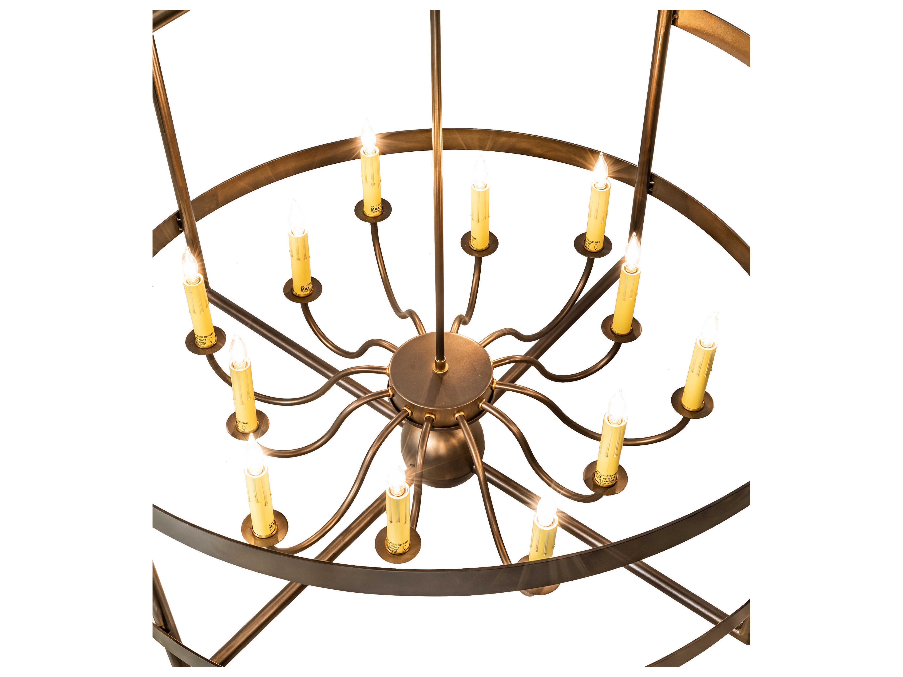 Meyda Aldari 12-Light Antique Copper Candelabra Geometric Chandelier