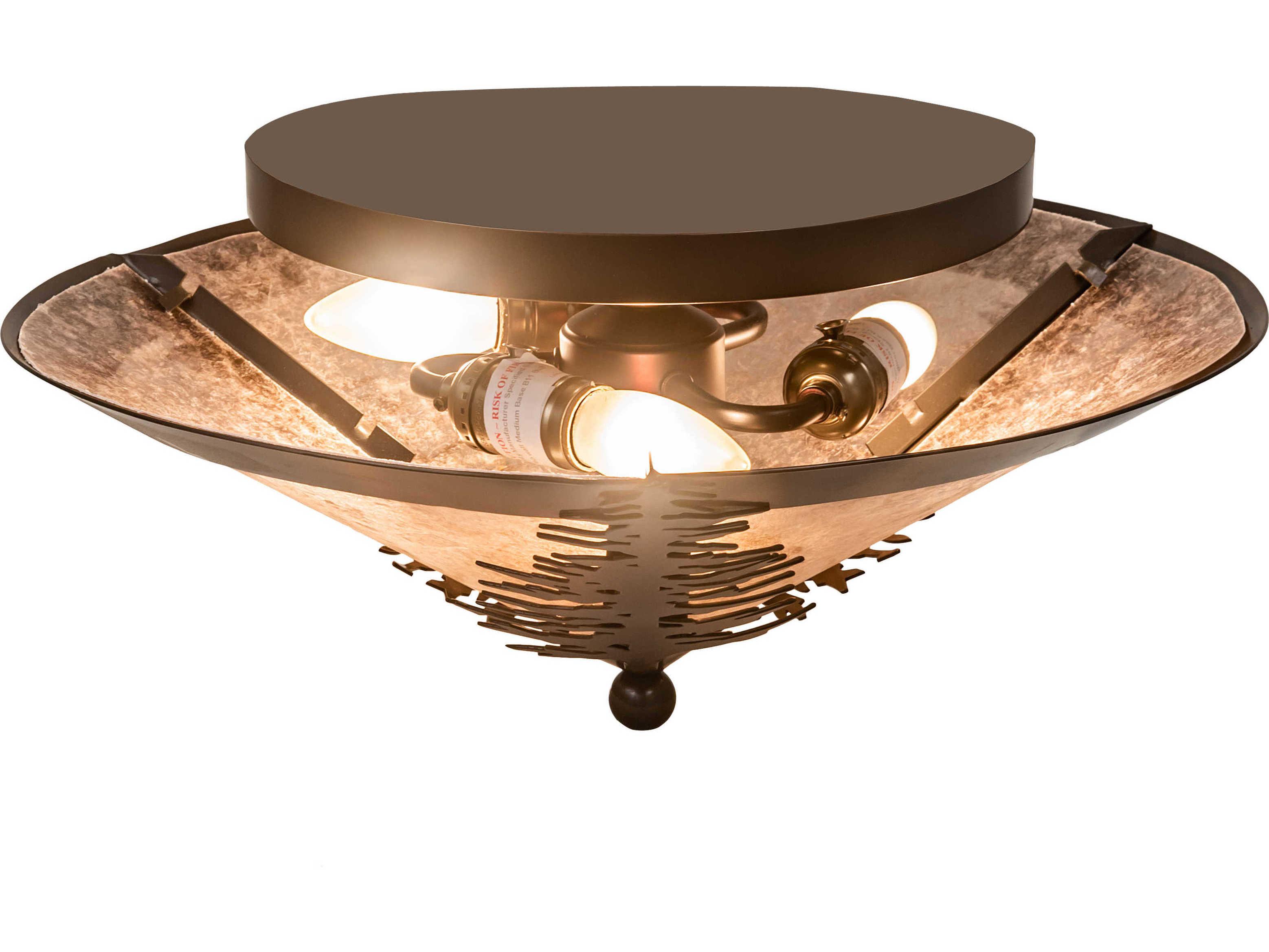 Meyda Tamarack 3-Light Timeless Bronze Silver Bowl Flush Mount