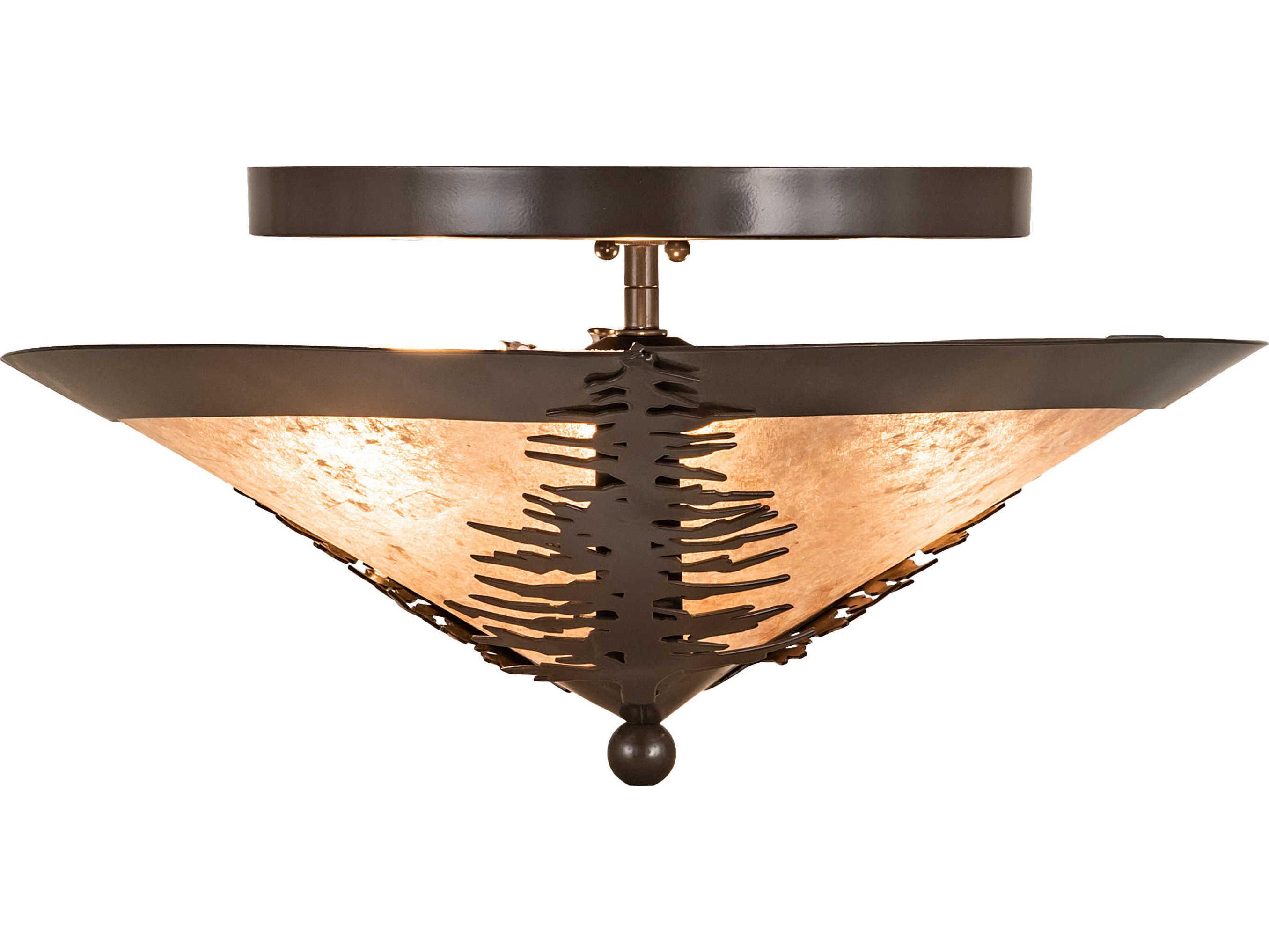 Meyda Tamarack 3-Light Timeless Bronze Silver Bowl Flush Mount