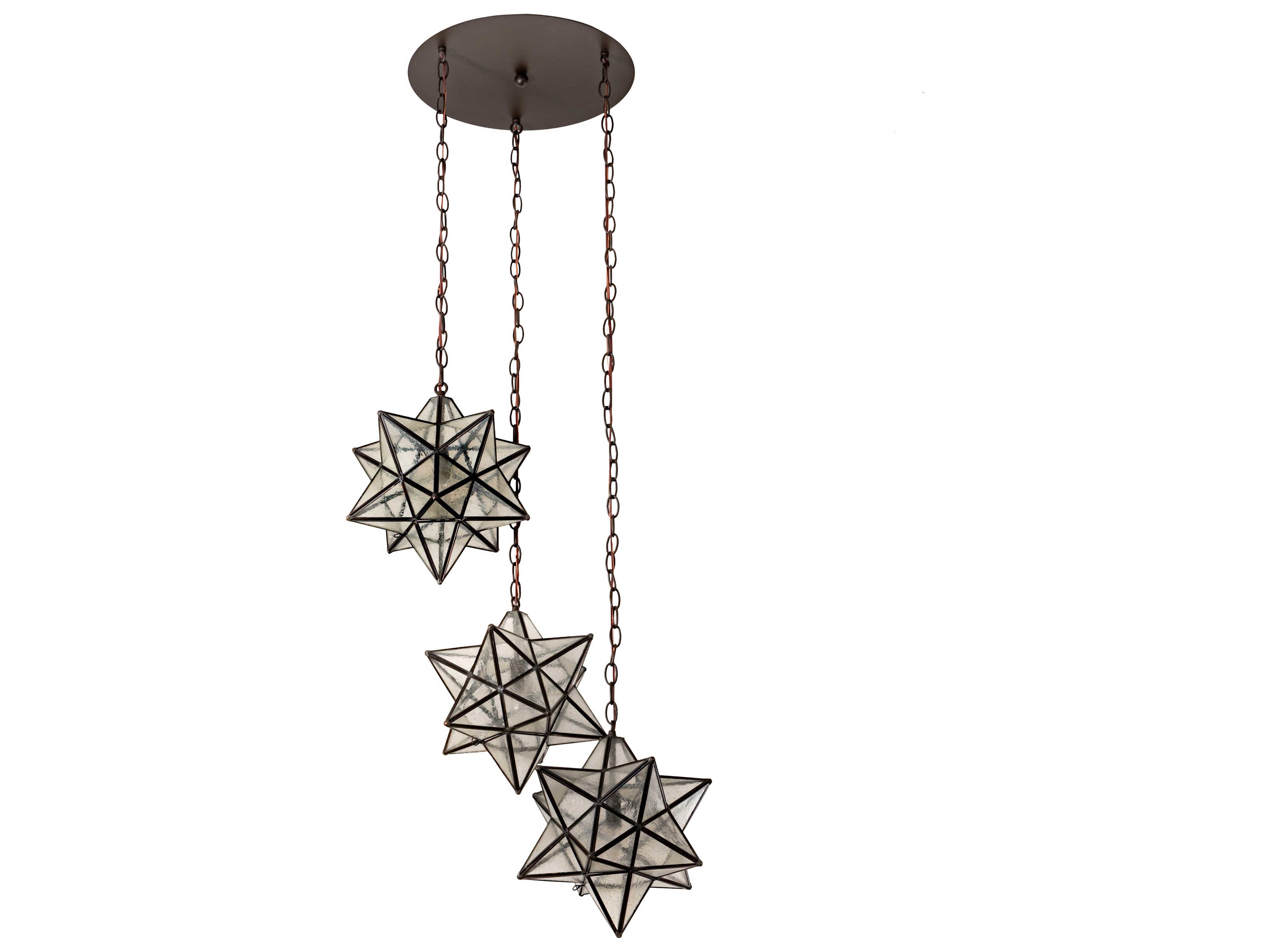 Meyda Moravian Star 3-Light Oil Rubbed Bronze White Glass Pendant
