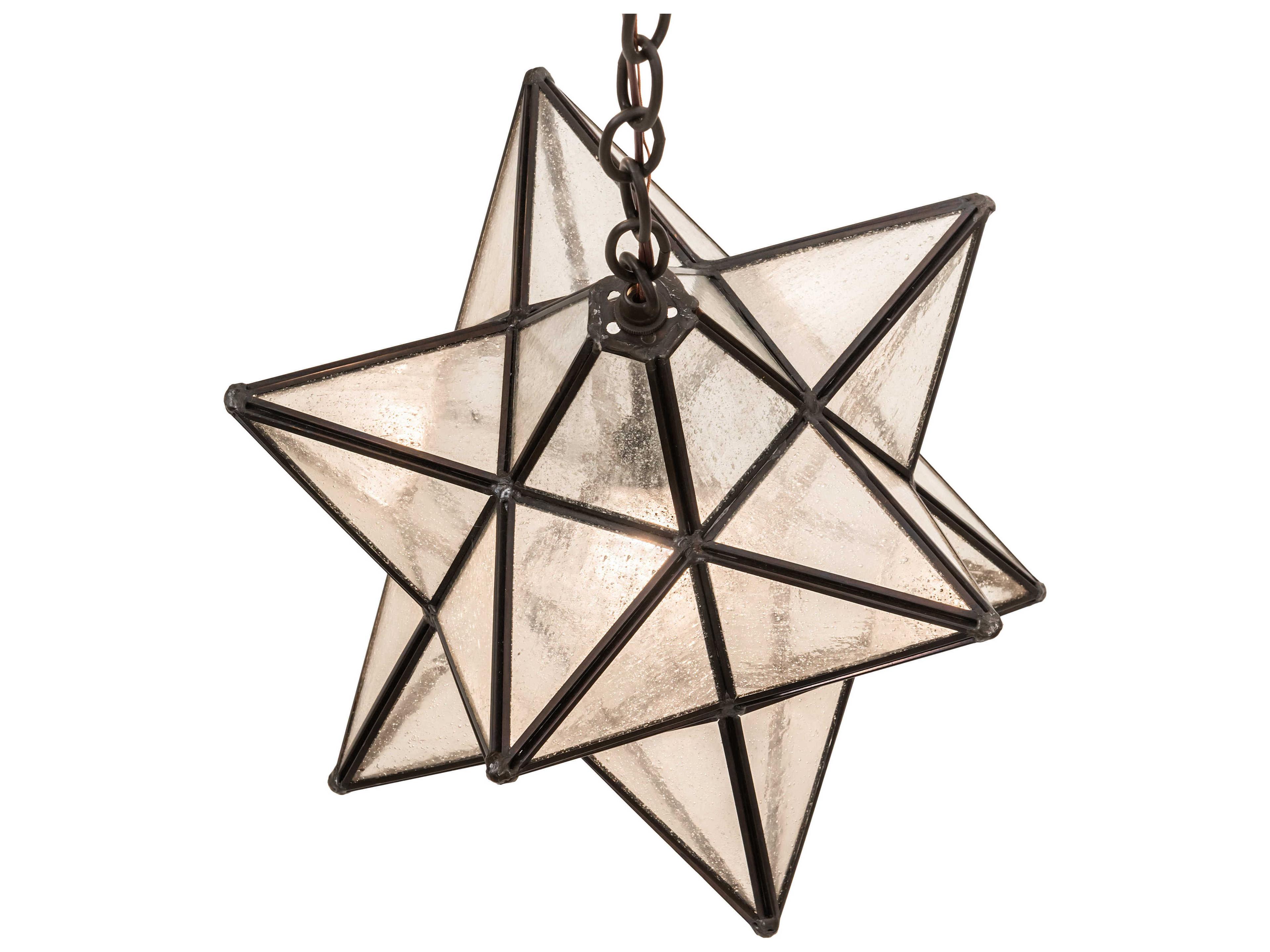 Meyda Moravian Star 3-Light Oil Rubbed Bronze White Glass Pendant