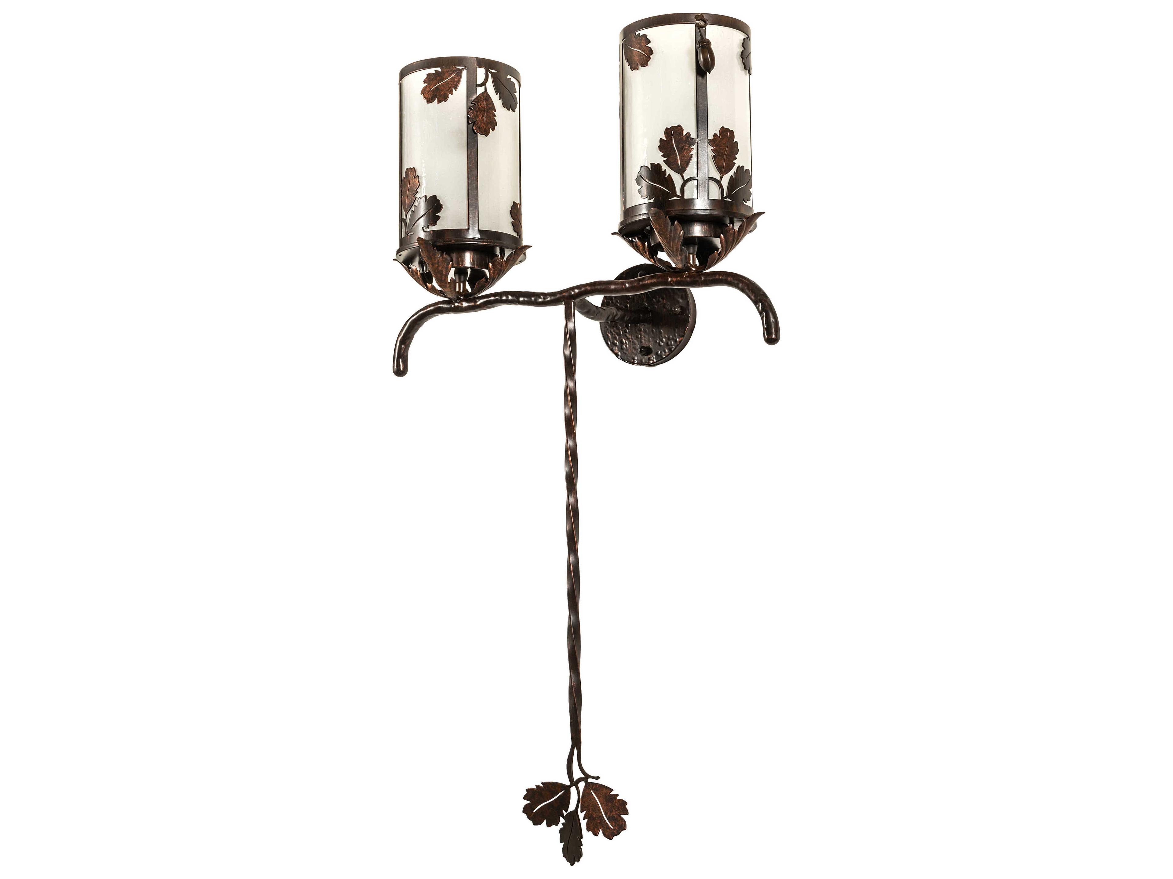 Meyda Blue Oak 2 - Light Glass LED Rustic Lodge Outdoor Wall Light