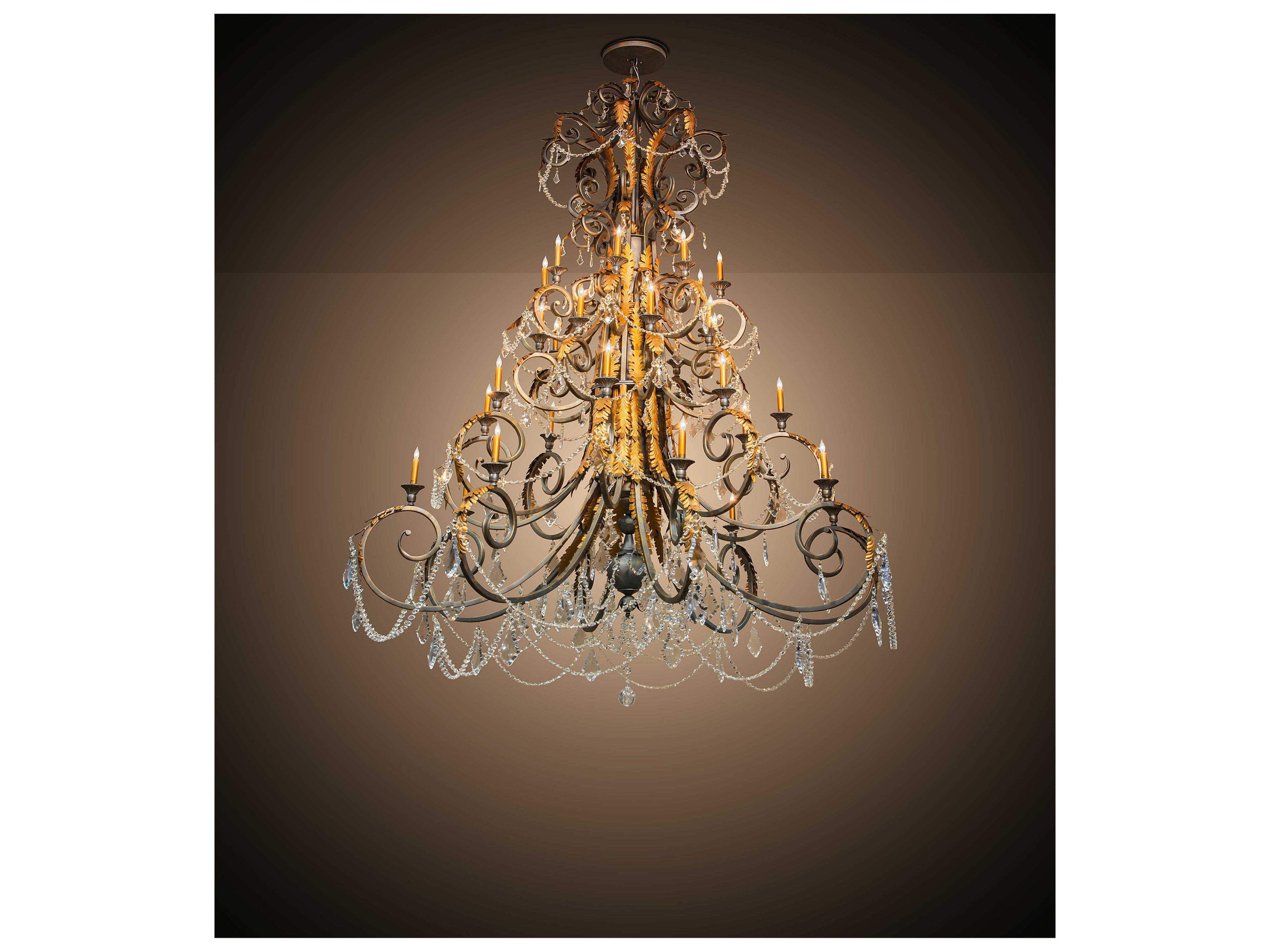 Meyda Serratina 32-Light French Bronzed Crystal Gold Candelabra Tiered Chandelier