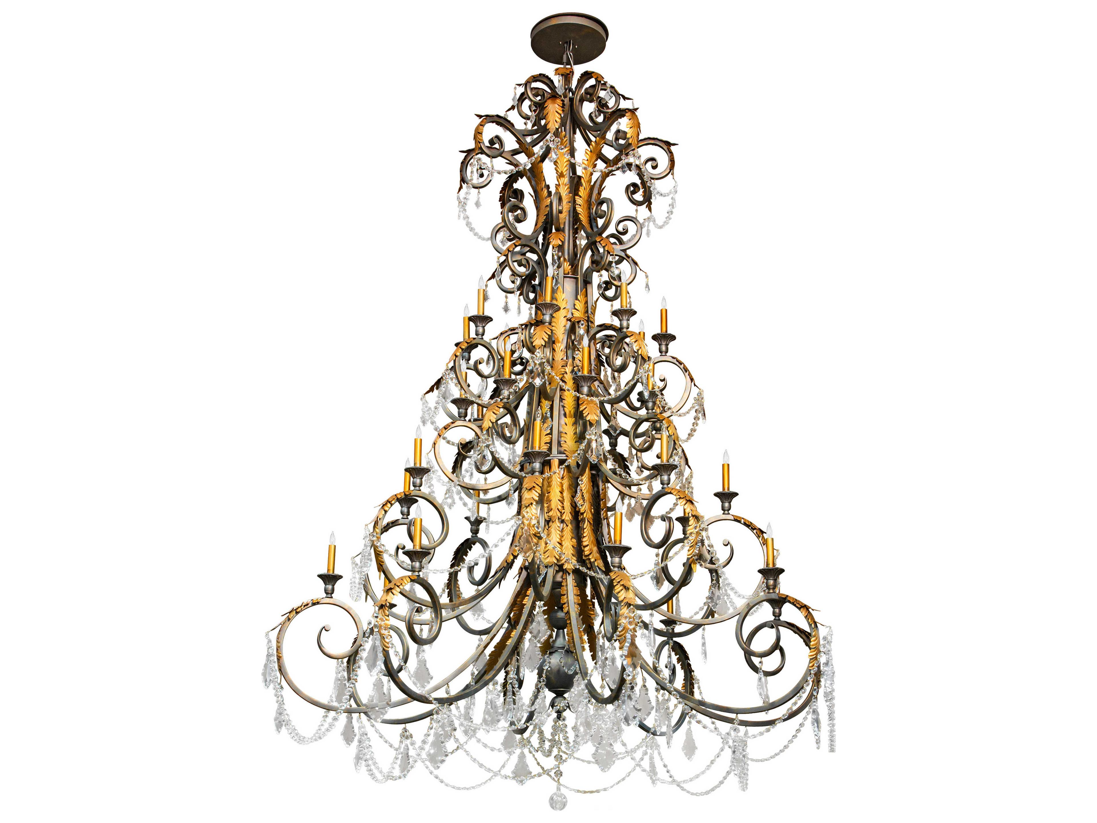 Meyda Serratina 32-Light French Bronzed Crystal Gold Candelabra Tiered Chandelier
