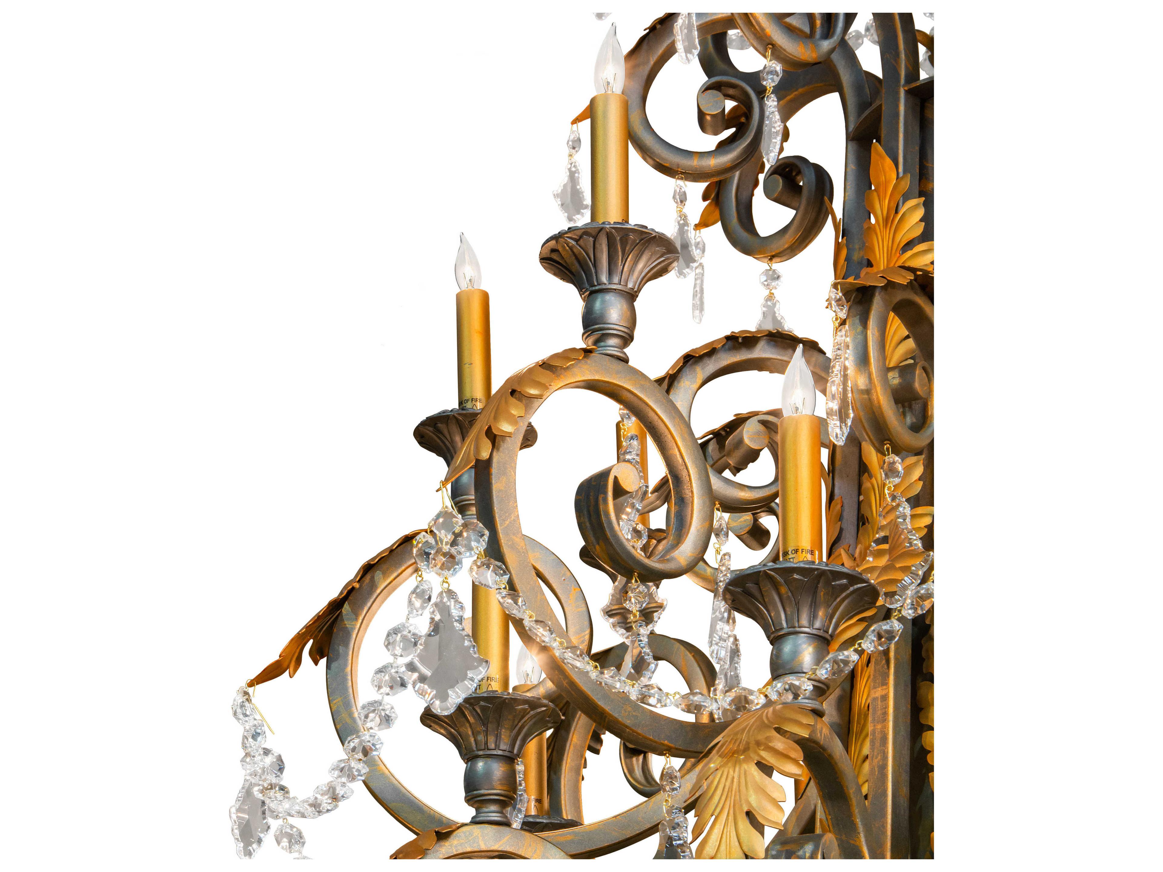 Meyda Serratina 32-Light French Bronzed Crystal Gold Candelabra Tiered Chandelier