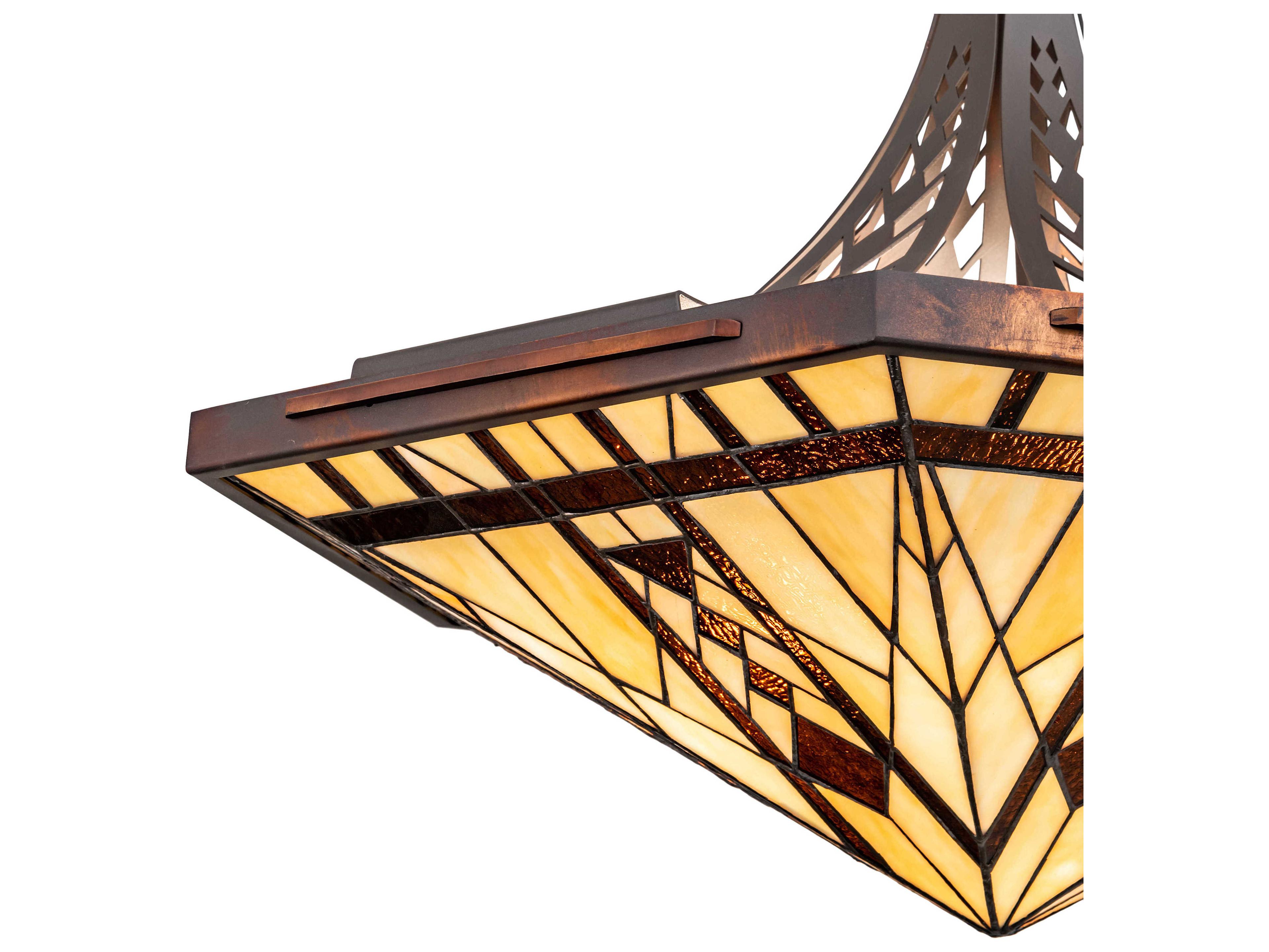 Meyda Sonoma 3-Light Rust Copper Brown Glass Tiffany Pendant