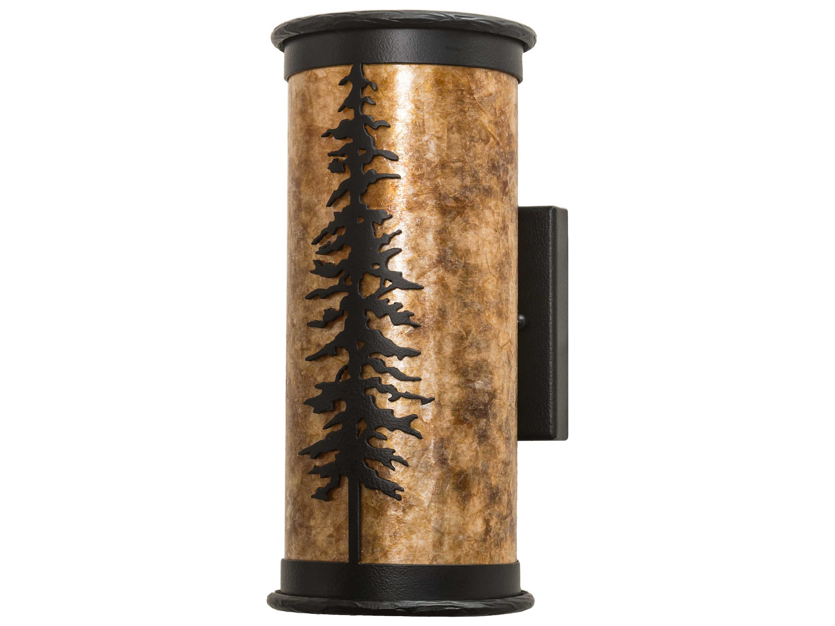 Meyda Pines 2-Light Black Amber Mica Brown Wall Sconce