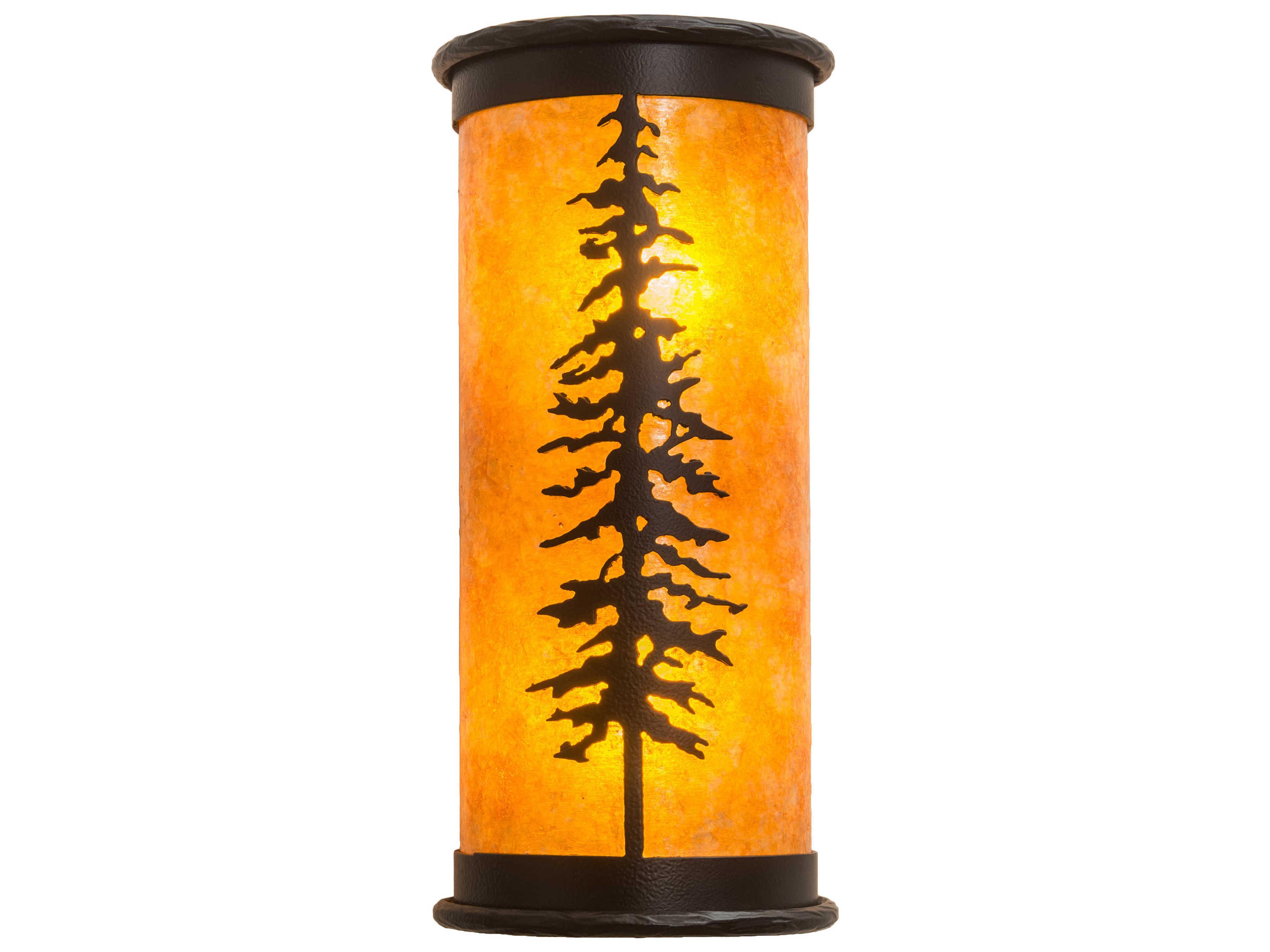 Meyda Pines 2-Light Black Amber Mica Brown Wall Sconce