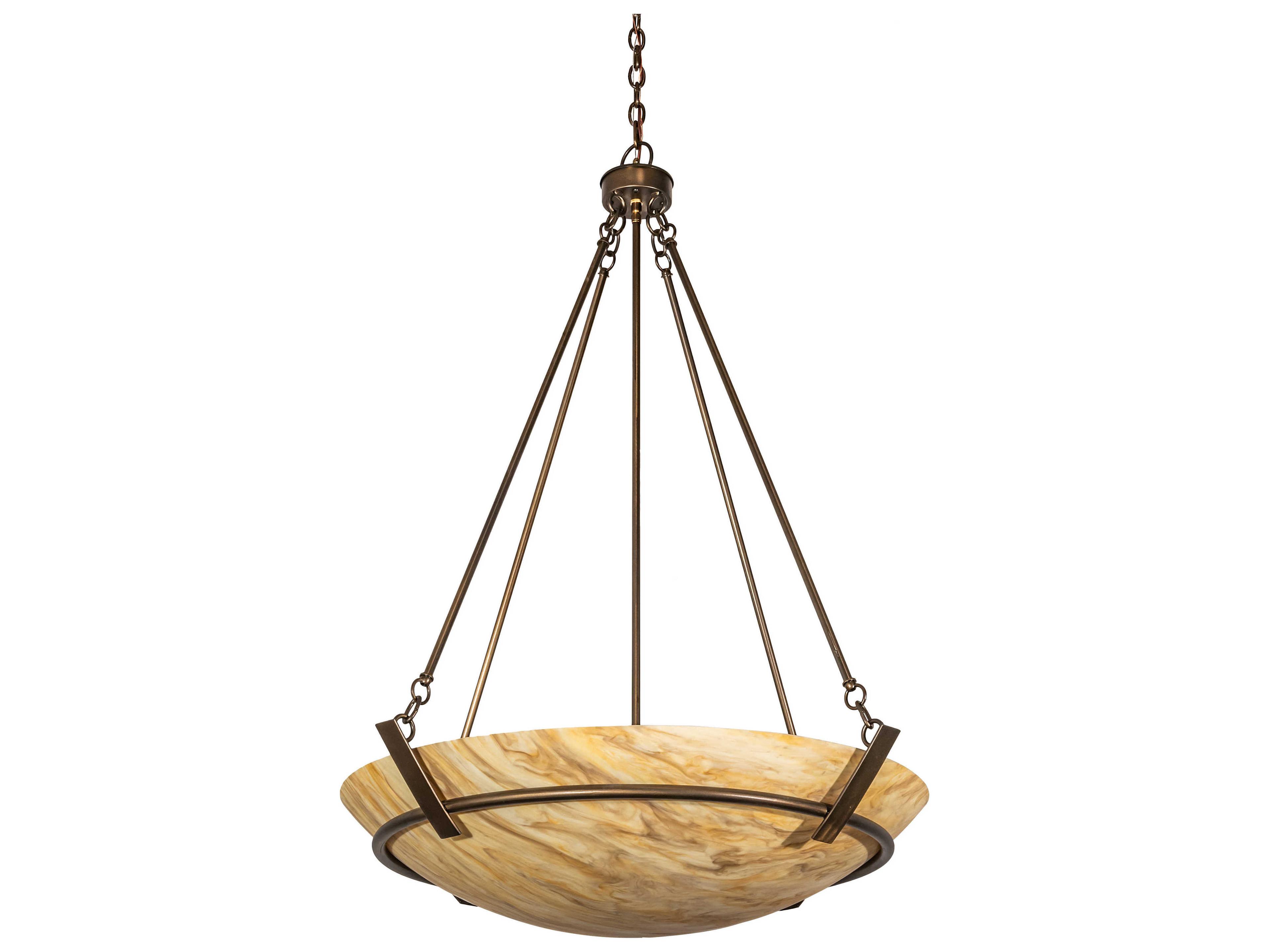 Meyda Covina 6-Light Antique Copper Off White Bowl Pendant