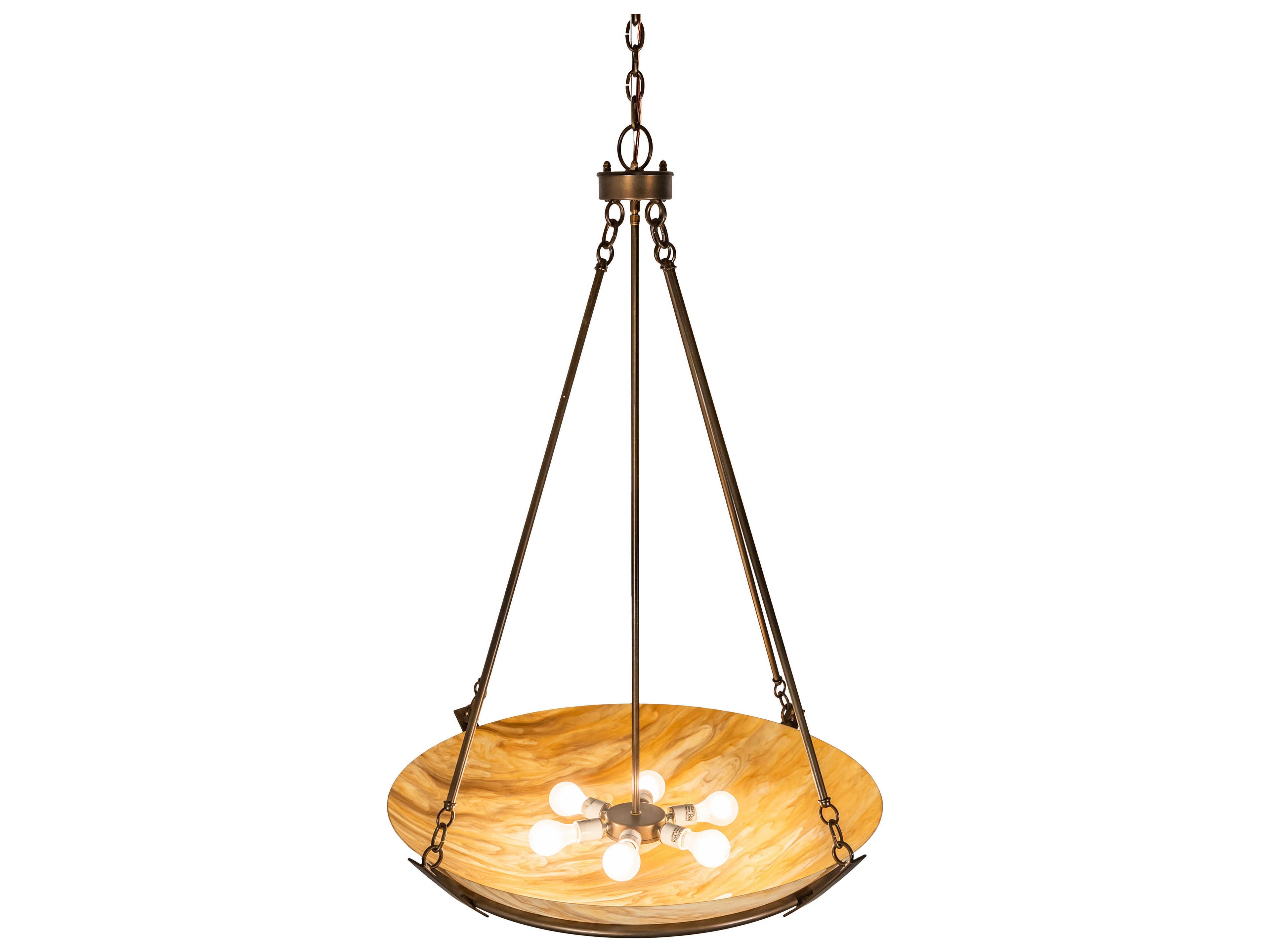 Meyda Covina 6-Light Antique Copper Off White Bowl Pendant