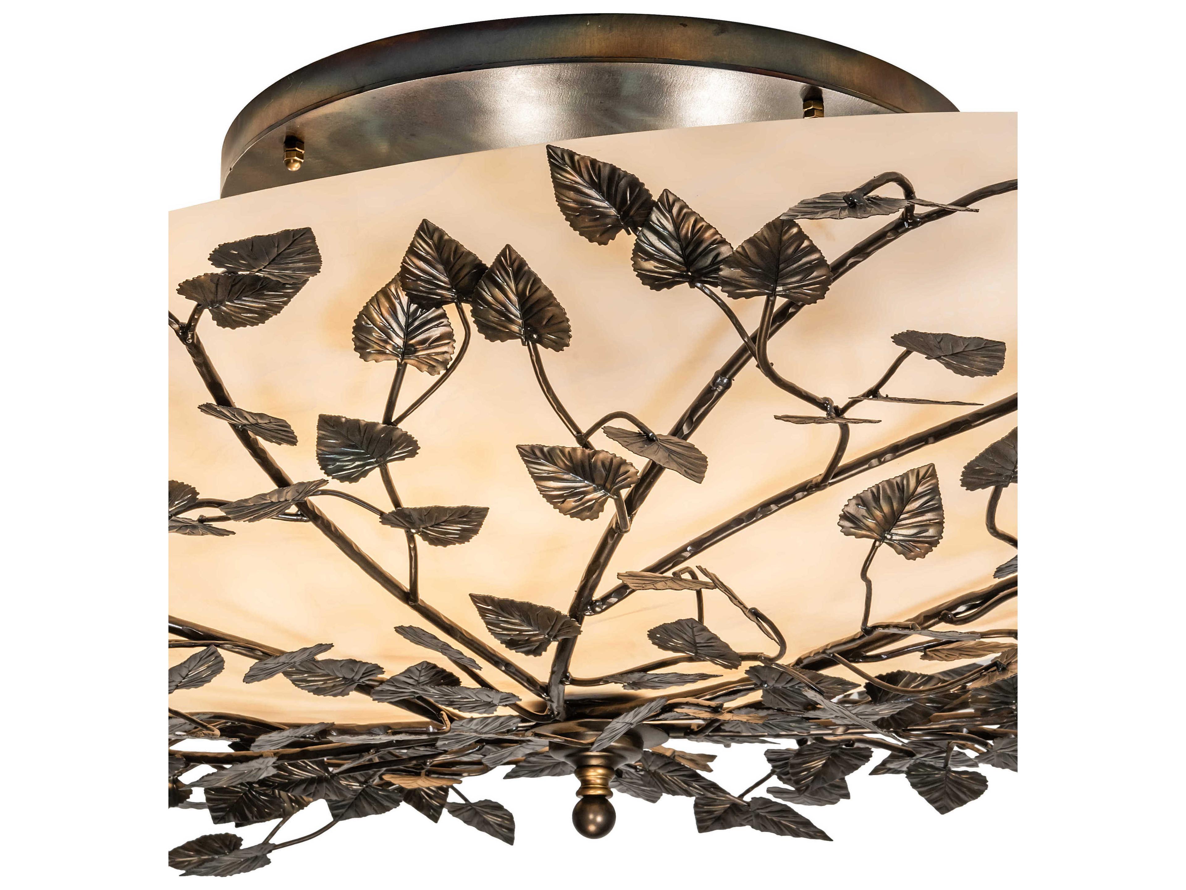 Meyda Espe 8-Light Antique Copper Burnished Off White LED Bowl Semi Flush Mount