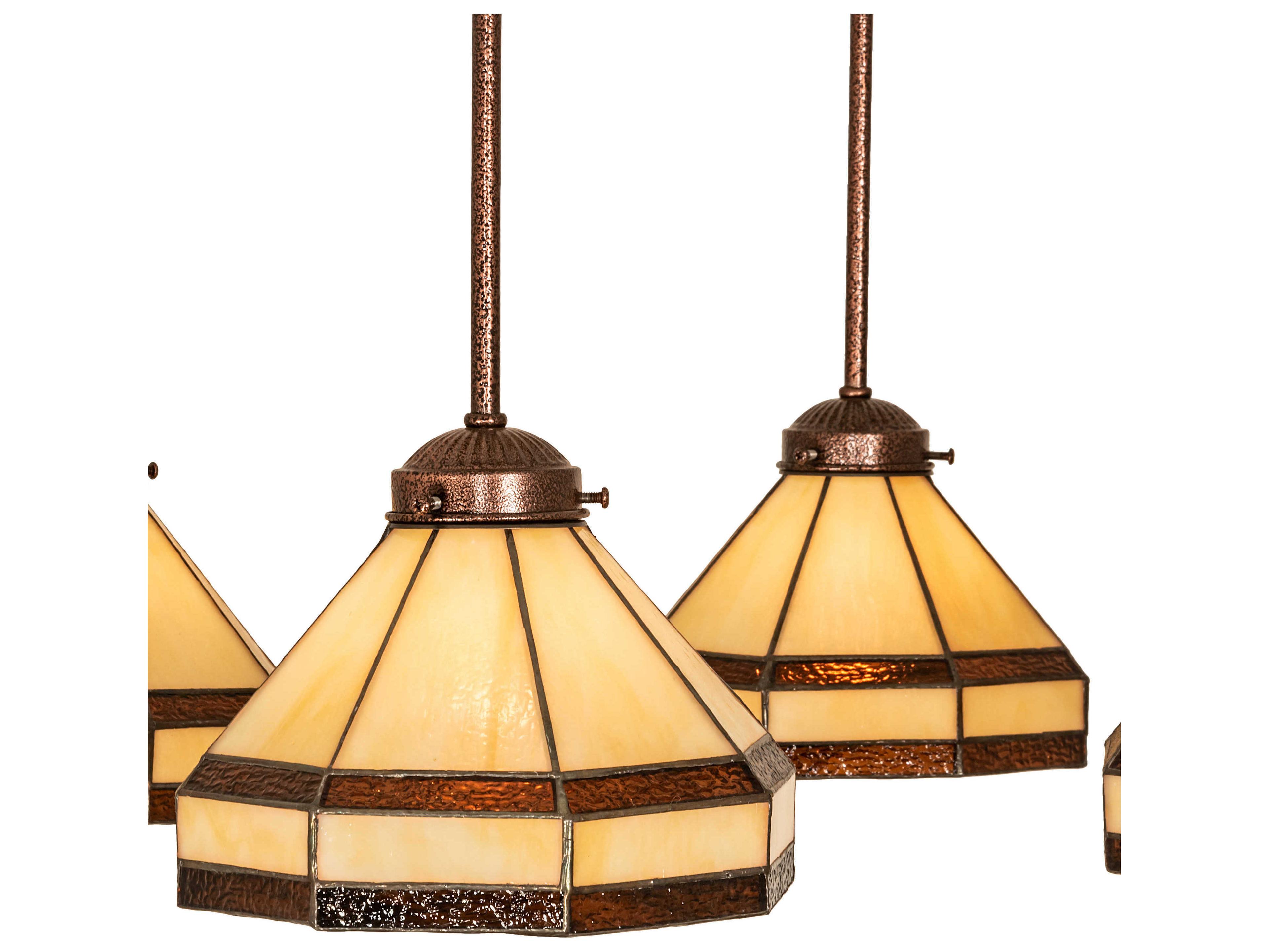 Meyda Middleton 4-Light Copper Vein Off White Glass LED Bell Pendant