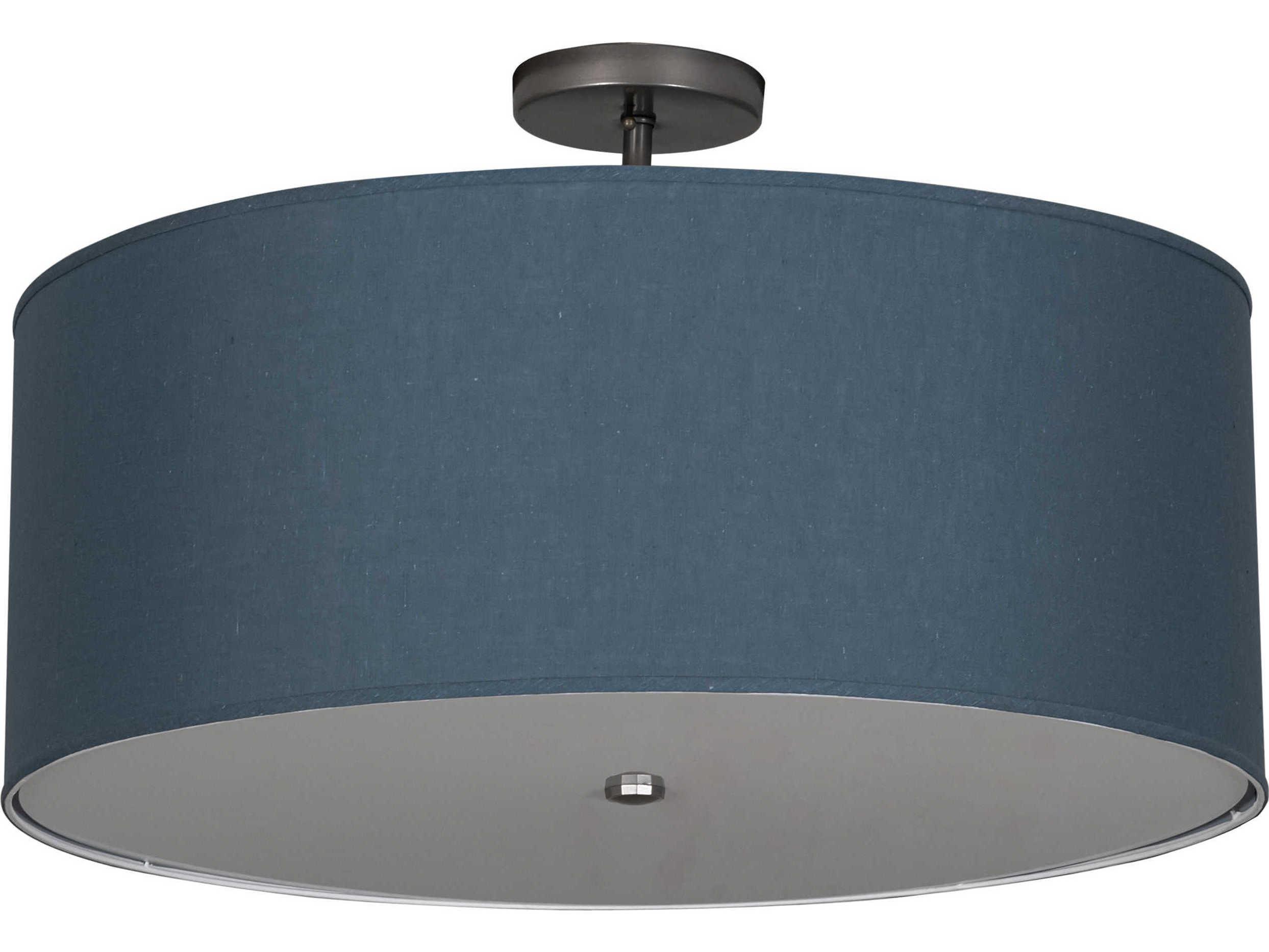Meyda Cilindro 6-Light Nickel Blue LED Drum Semi Flush Mount