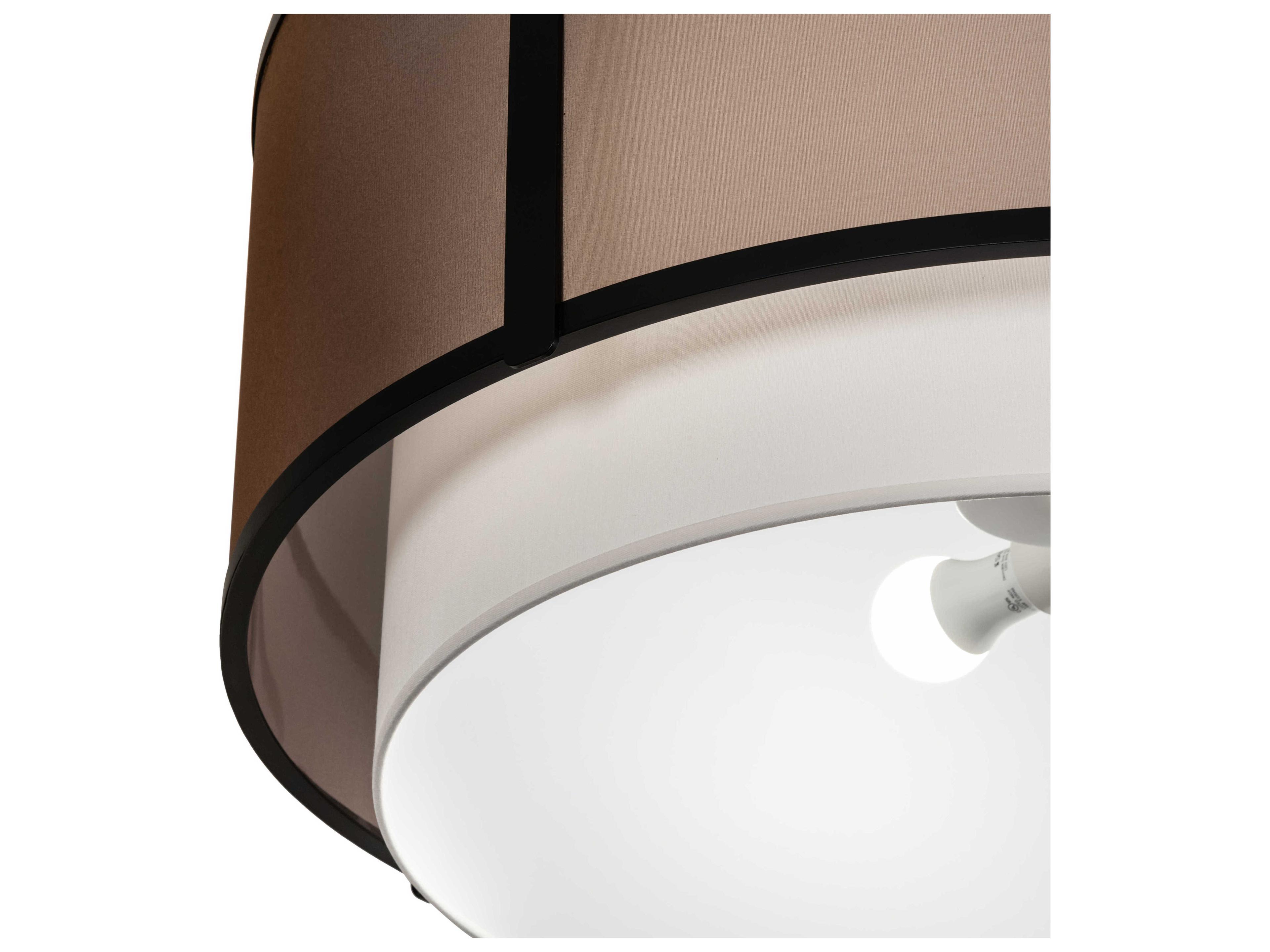 Meyda Cilindro 3-Light Black Amber White Brown LED Drum Semi Flush Mount