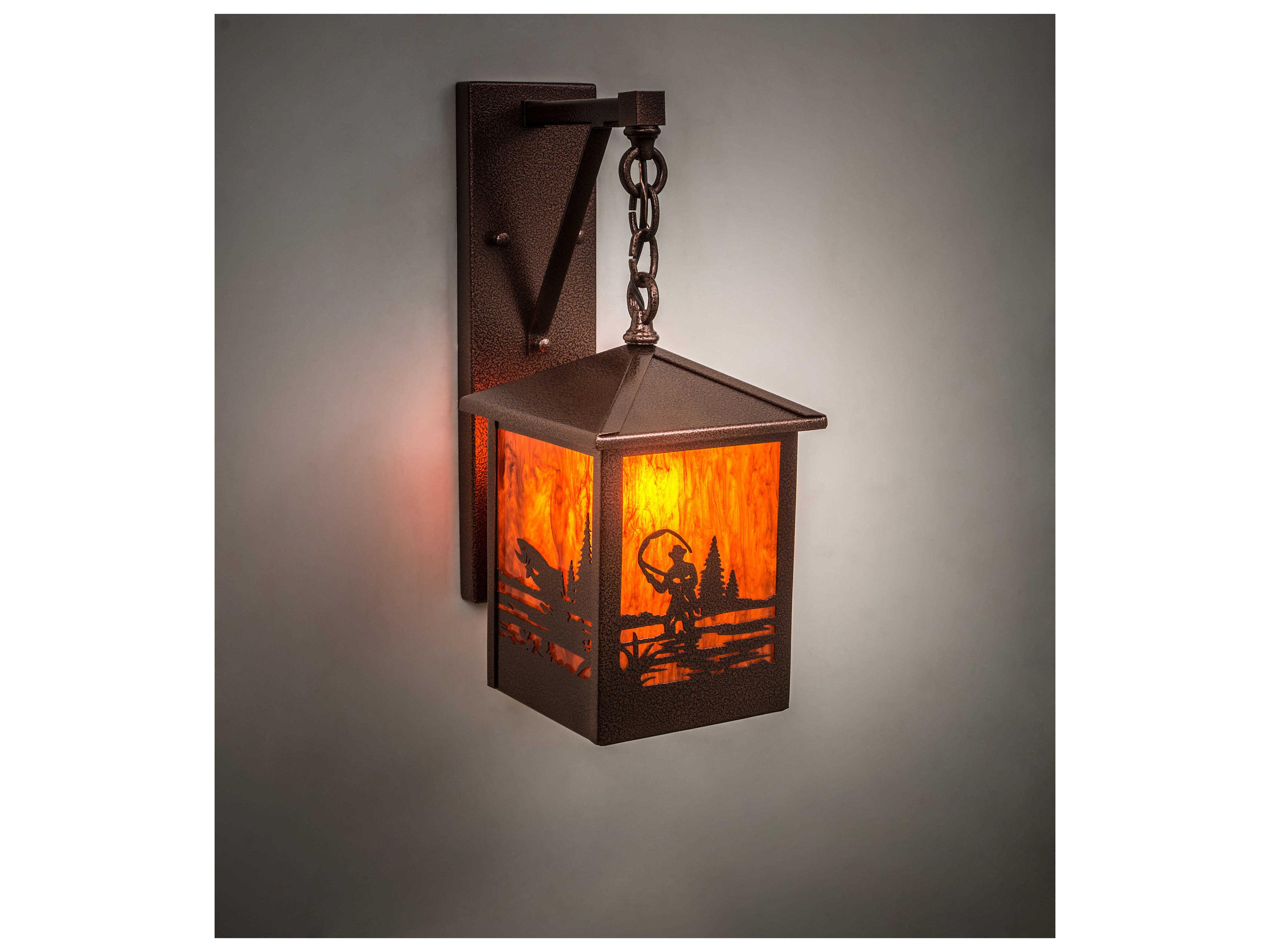 Meyda Fly Fisherman 1 - Light Rustic Lodge Outdoor Wall Light