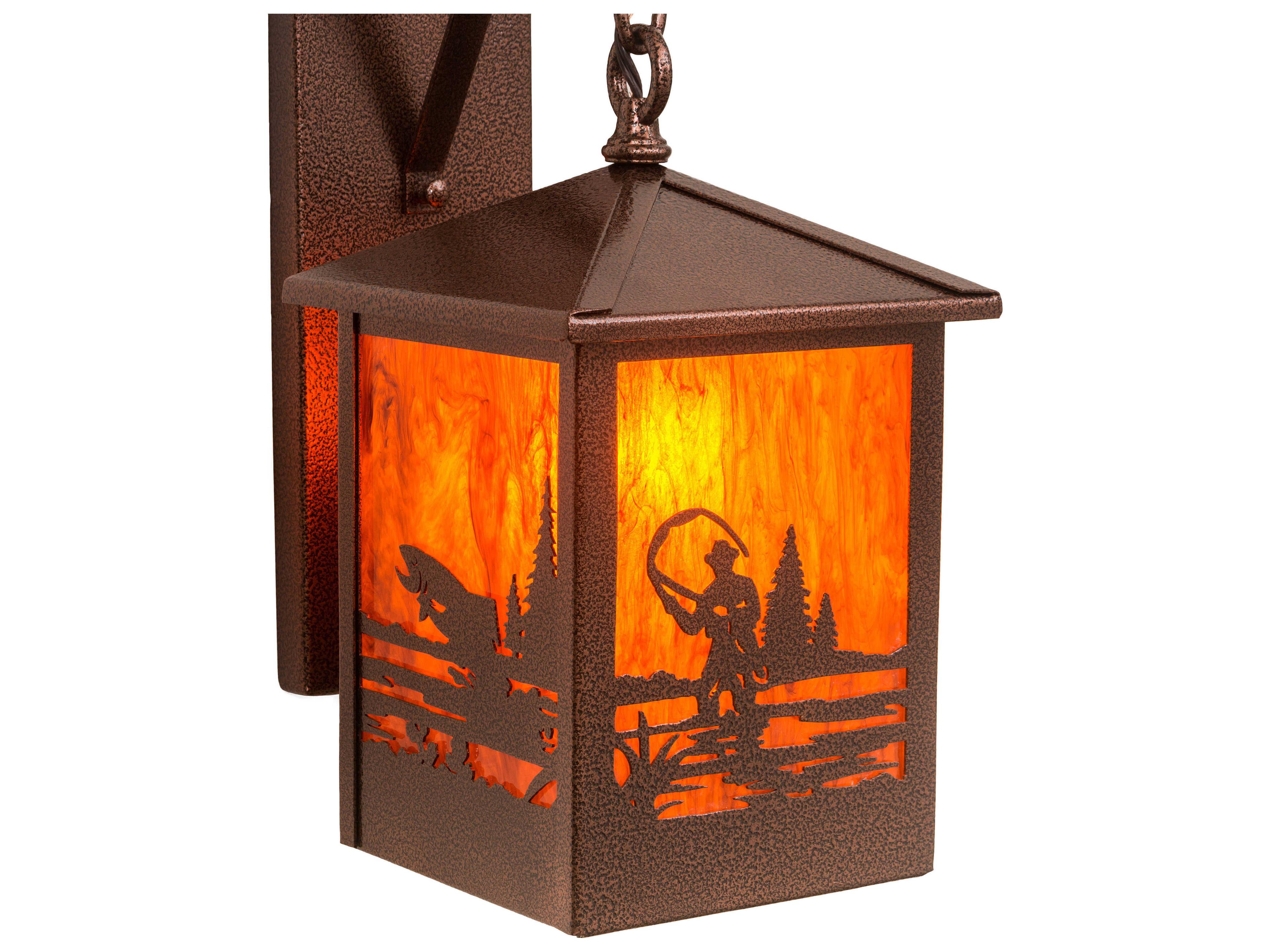 Meyda Fly Fisherman 1 - Light Rustic Lodge Outdoor Wall Light