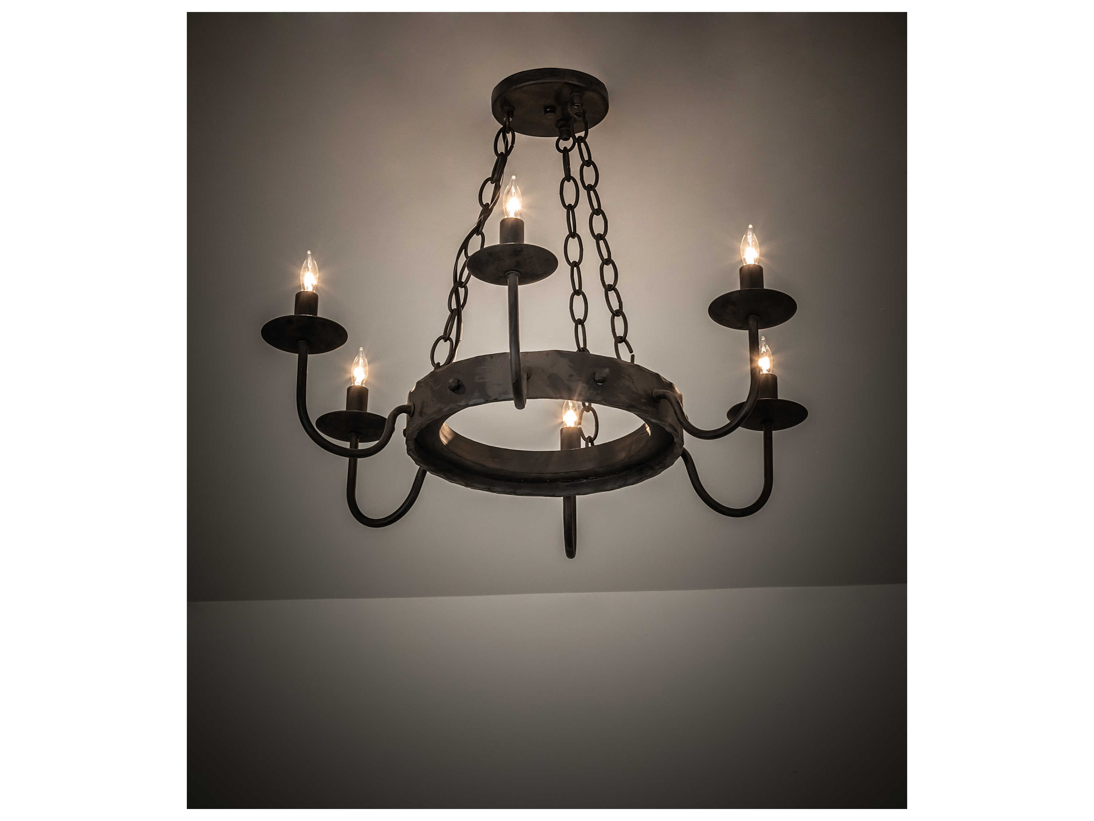 Meyda Edinburgh 6-Light Black Candelabra Round Chandelier